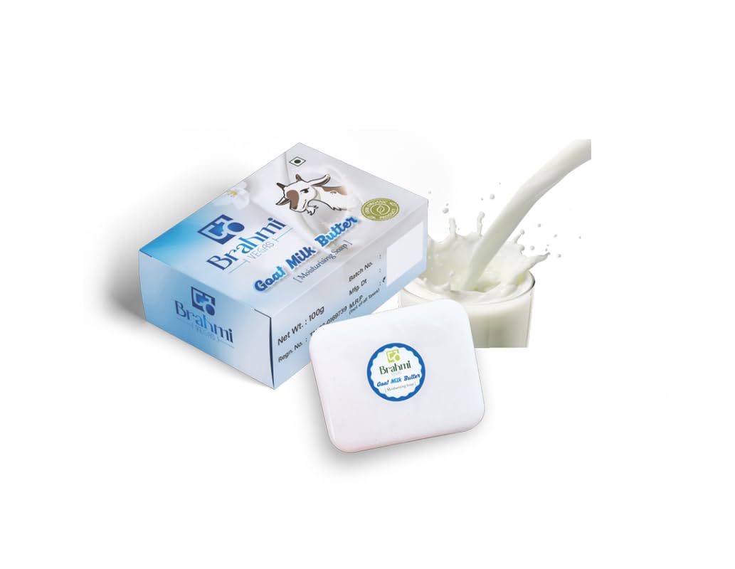 Brahmi Vegas Goat Milk Butter Moisturizing Soap 100g (Pack of 3) - Natural Skin Care for Dry & Sensitive Skin, Perfect for Daily Face & Body Cleansing