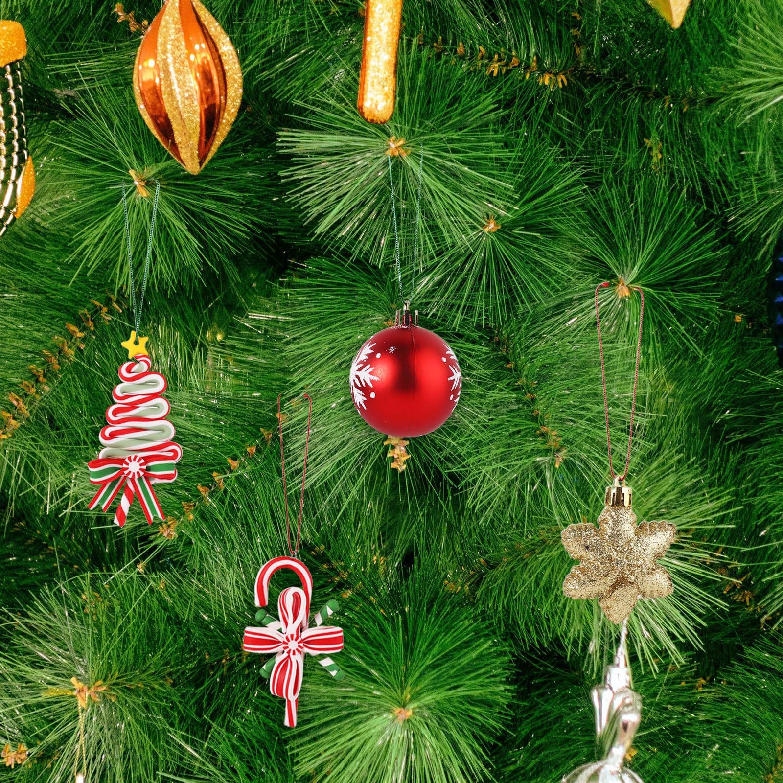 200pcs Christmas Ornament Hooks - Metallic Snap Fastener String Hangers for Xmas Tree Decorations (Red & Green) | Perfect for Holiday Party Decor, Home & Office Christmas Tree Ornament Display