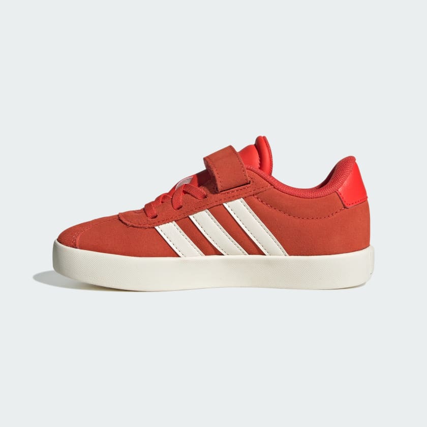 Adidas Kids VL Court 3.0 Hook and Loop Sneakers - Red/White Athletic Shoes for Boys & Girls | Perfect for School, Play & Everyday Wear