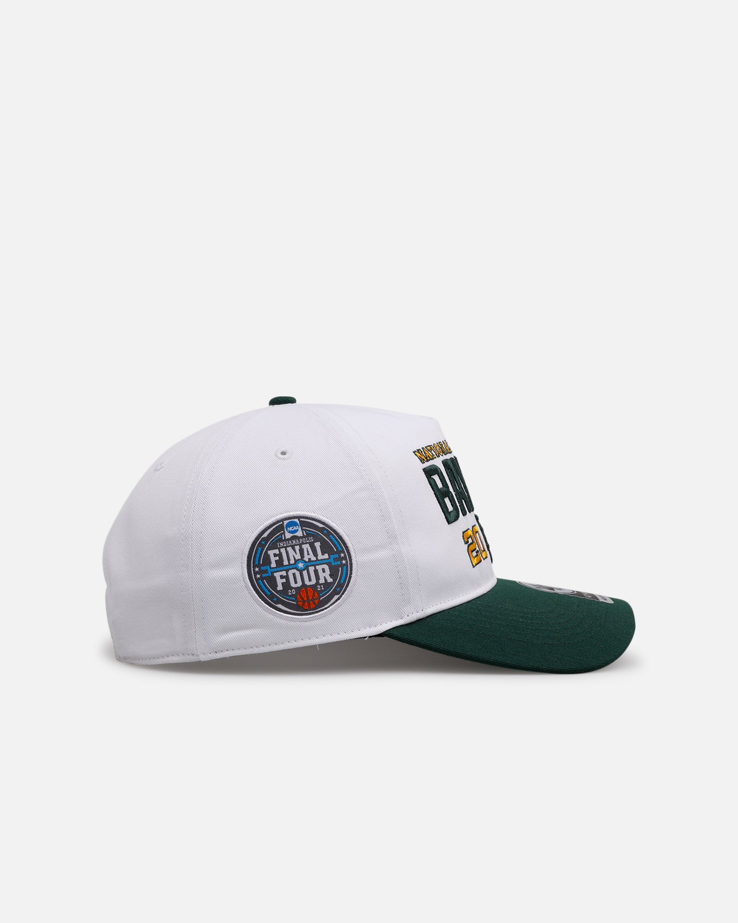 47 Brand Baylor Bears 2021 March Madness Snapback Hat - White and Green Adjustable Baseball Cap for Men and Women, Perfect for NCAA Basketball Games, Sports Events, and Casual Wear