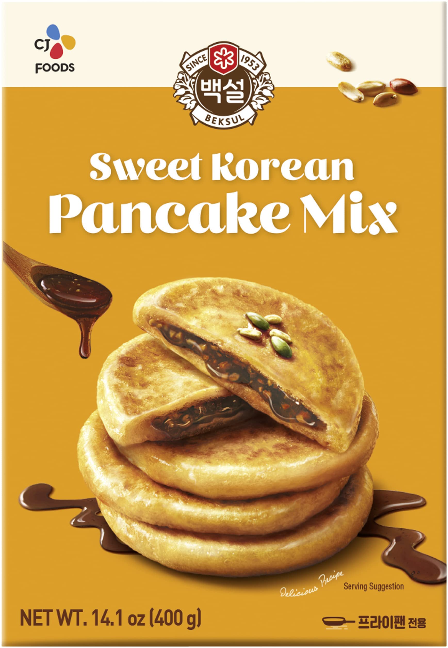 Beksul Korean Sweet Pancake Mix - Hotteok (14.10 oz) Original Flavor | Easy Homemade Korean Street Food Snack | Perfect for Breakfast, Dessert & Tea Time