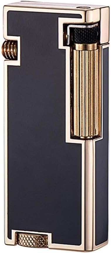 Premium Metal Grinding Wheel Lighter - Slim Flip Cover Design with Electroplated Finish | Vintage Portable Kerosene Lighter with Side Pulley Ignition | Classic Soft Flame Lighter for Men (Black) | Perfect for Outdoor Camping, BBQ, Survival Kits & Collector's Gift