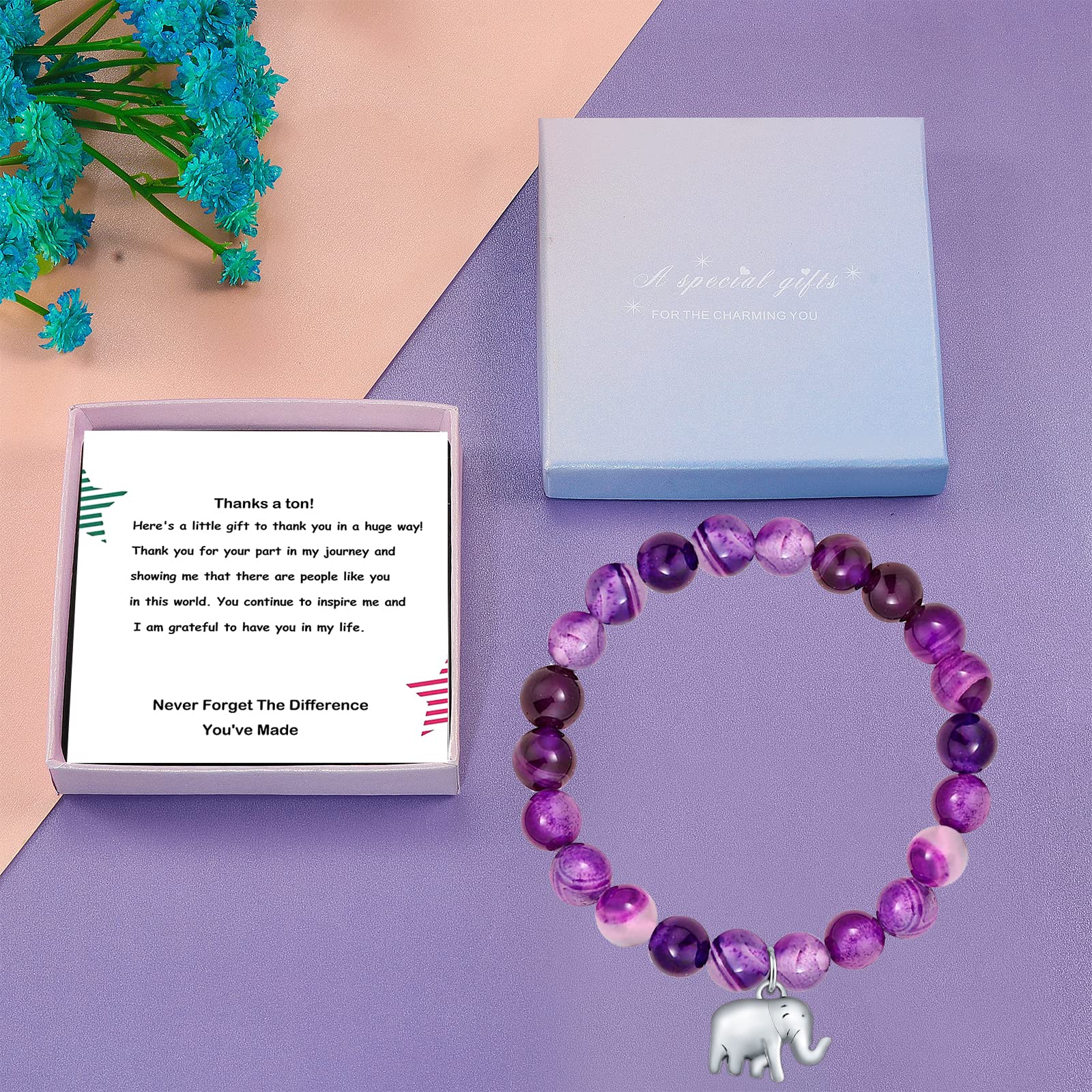 Lucky Elephant Bracelet - Farewell Gift for Women, Coworker, Teacher | Thank You Jewelry for Appreciation & Goodbye