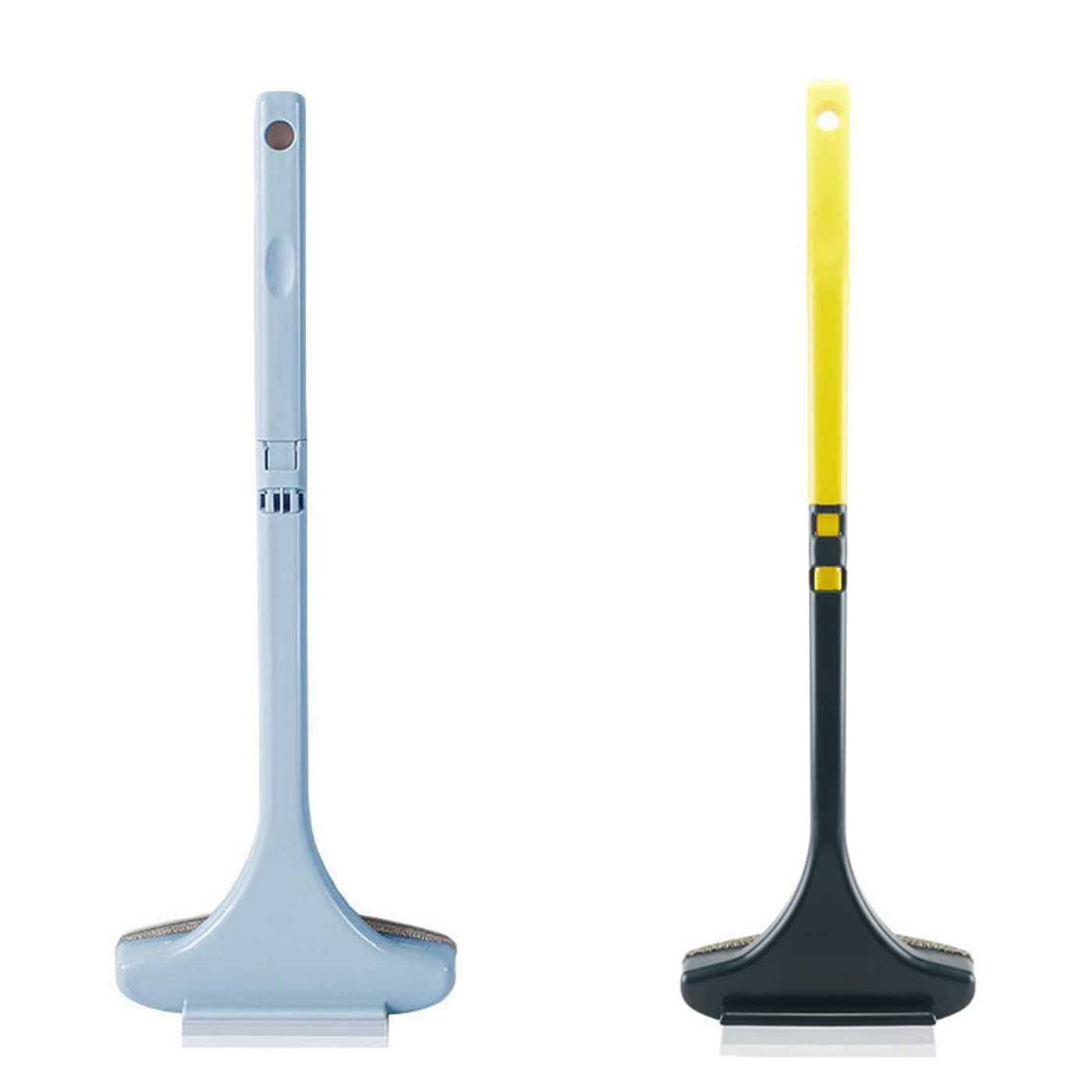 DHAONXB 2-in-1 Window Screen & Glass Cleaner Brush - Wet/Dry Mini Window Cleaning Tool with Retractable Handle for Home & Office (4 Colors, Blue+Yellow-Green) - Perfect for Windows, Mirrors, and Glass Surfaces