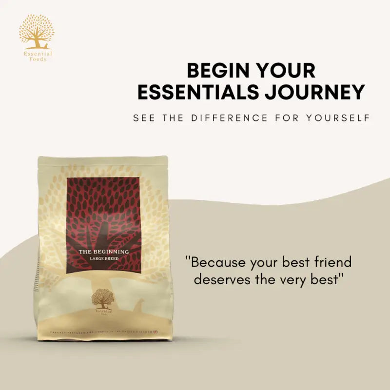**Essential the Beginning Large Breed Dry Dog Food - High Protein, Grain-Free for Adult Dogs - Perfect for Active & Large Breed Canines**    *(Use Case: Ideal for daily feeding, training rewards, and maintaining muscle health in large breed dogs like German Shepherds, Labradors, and Great Danes.)*