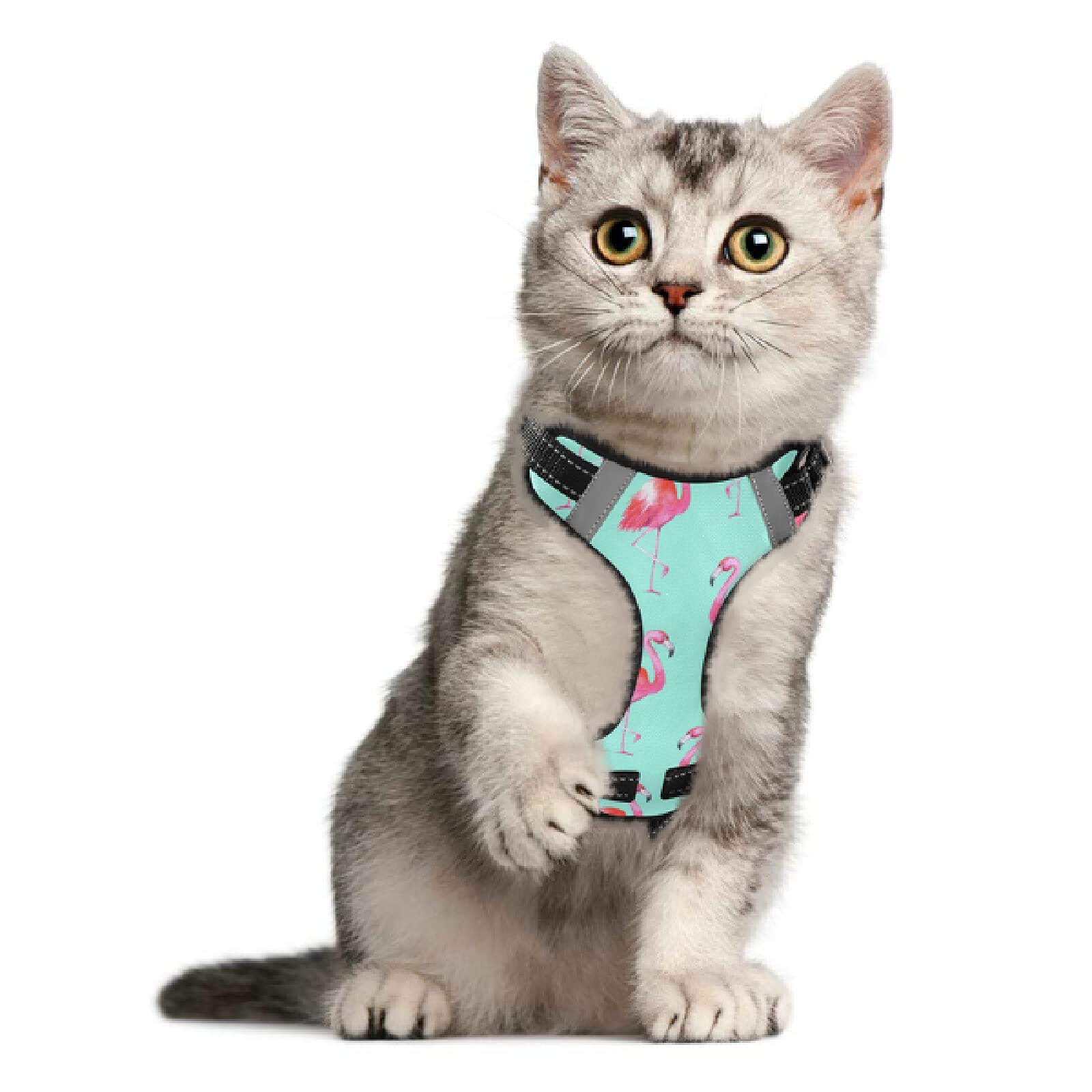 **Flamingo Dog Harness No Pull Reflective Vest - Breathable Adjustable Pet Harness with Nylon Handle for Small & Medium Dogs - Perfect for Walking, Running & Outdoor Adventures**