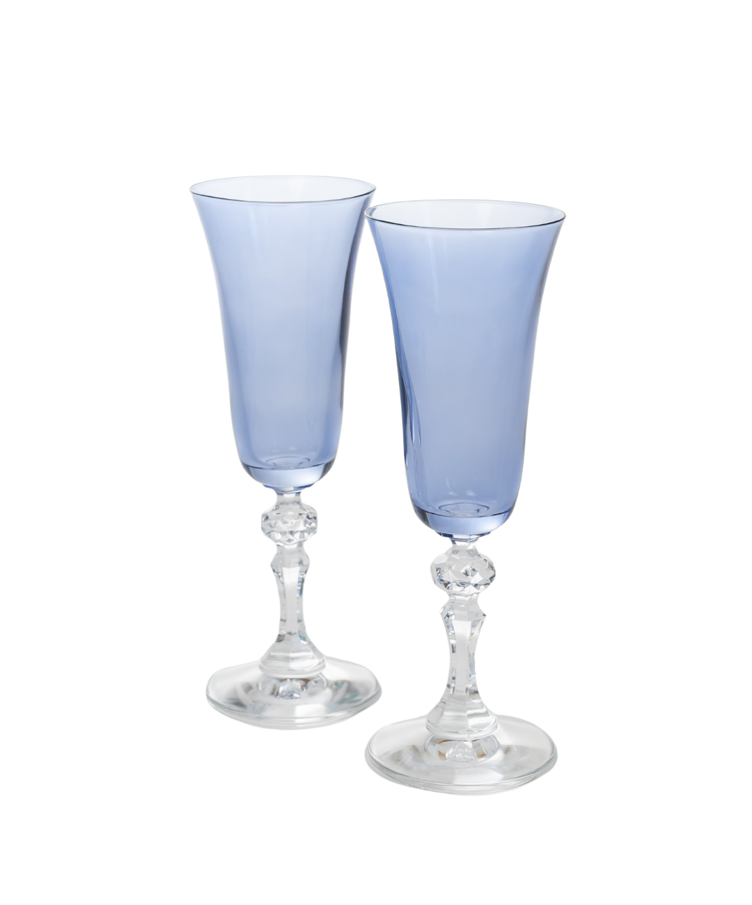 Estelle Colored Regal Flute with Clear Stem - Set of 2 (Cobalt Blue) | Elegant Glassware for Champagne, Cocktails & Wine | Perfect for Weddings, Parties & Special Occasions