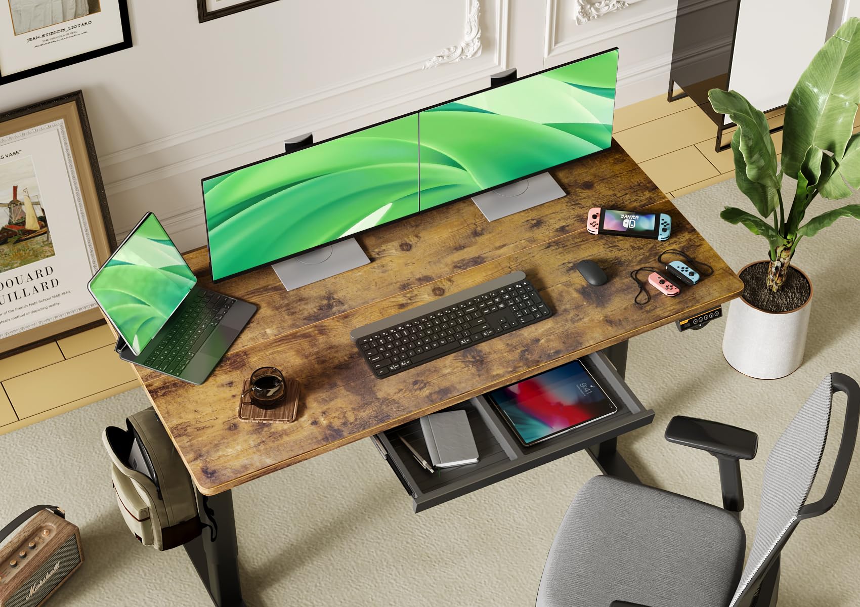 Claiks Electric Standing Desk with Drawers - 63