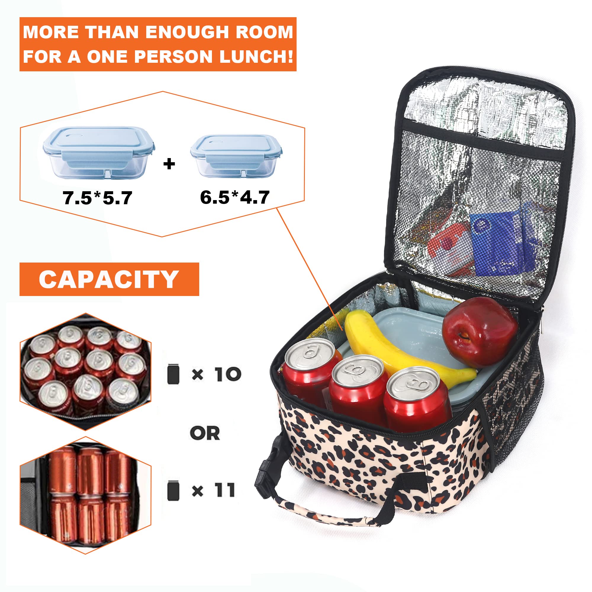 Insulated Lunch Box for Men & Women - Reusable Leopard Print Lunch Bag for Office, Work, Picnic & Travel | Portable Meal Container for Adults & Kids | Perfect for School, Gym & Outdoor Activities