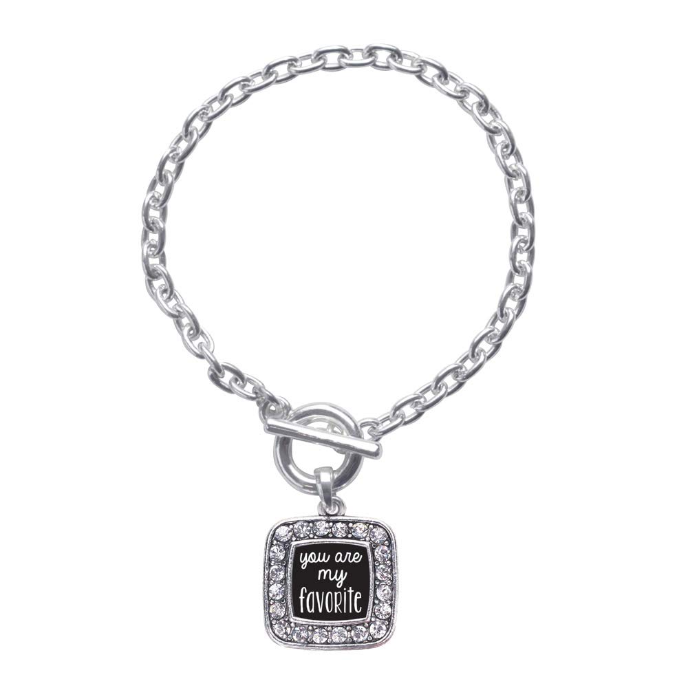 Inspired Silver - Sterling Silver Square Charm Toggle Bracelet with Cubic Zirconia for Women | Elegant Jewelry Gift for Birthday, Anniversary & Special Occasions