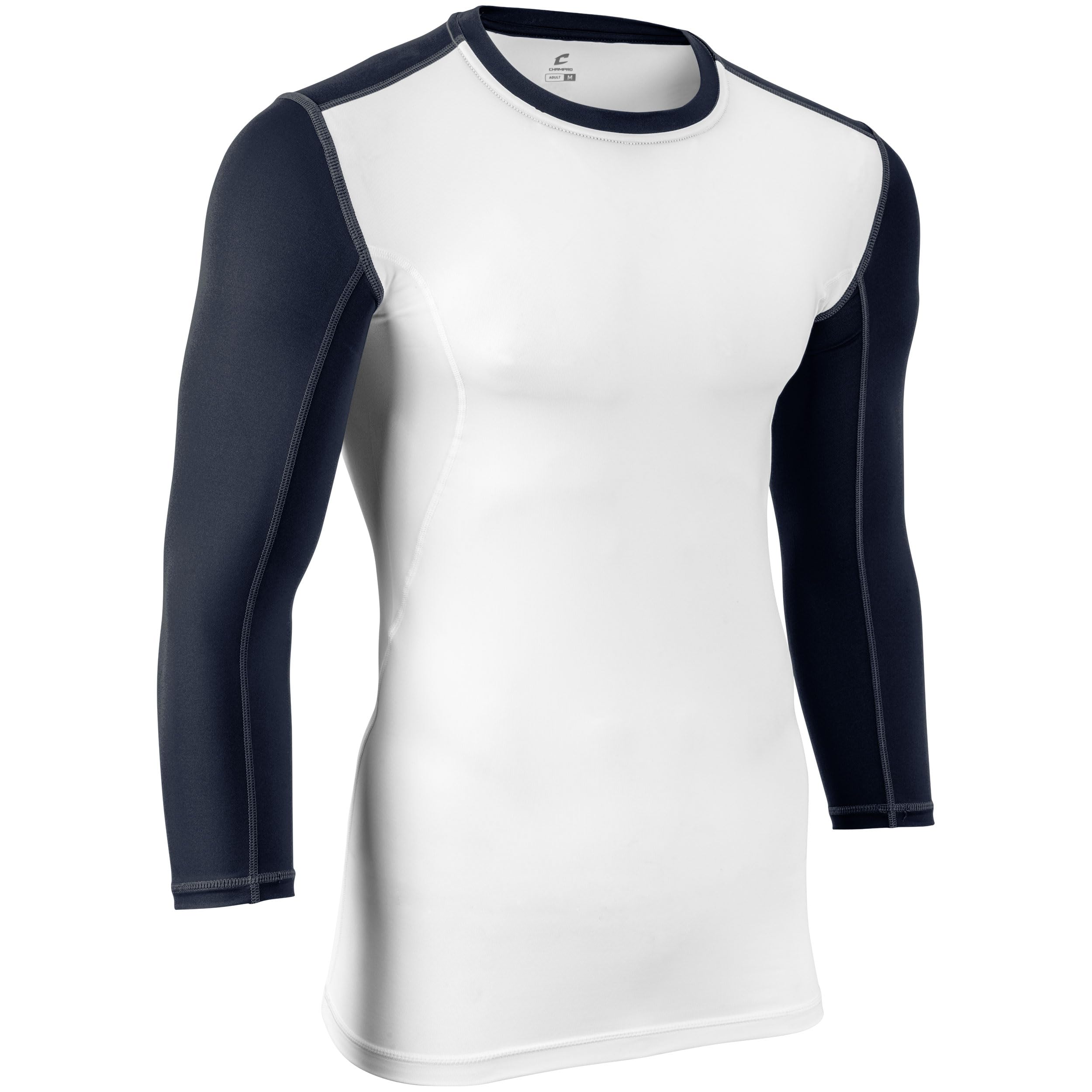 CHAMPRO Lightning Men's 3/4 Sleeve Compression Shirt - Moisture Wicking Performance Baselayer for Football, Basketball & Baseball Training - Ideal for Workouts, Sports & Active Lifestyle