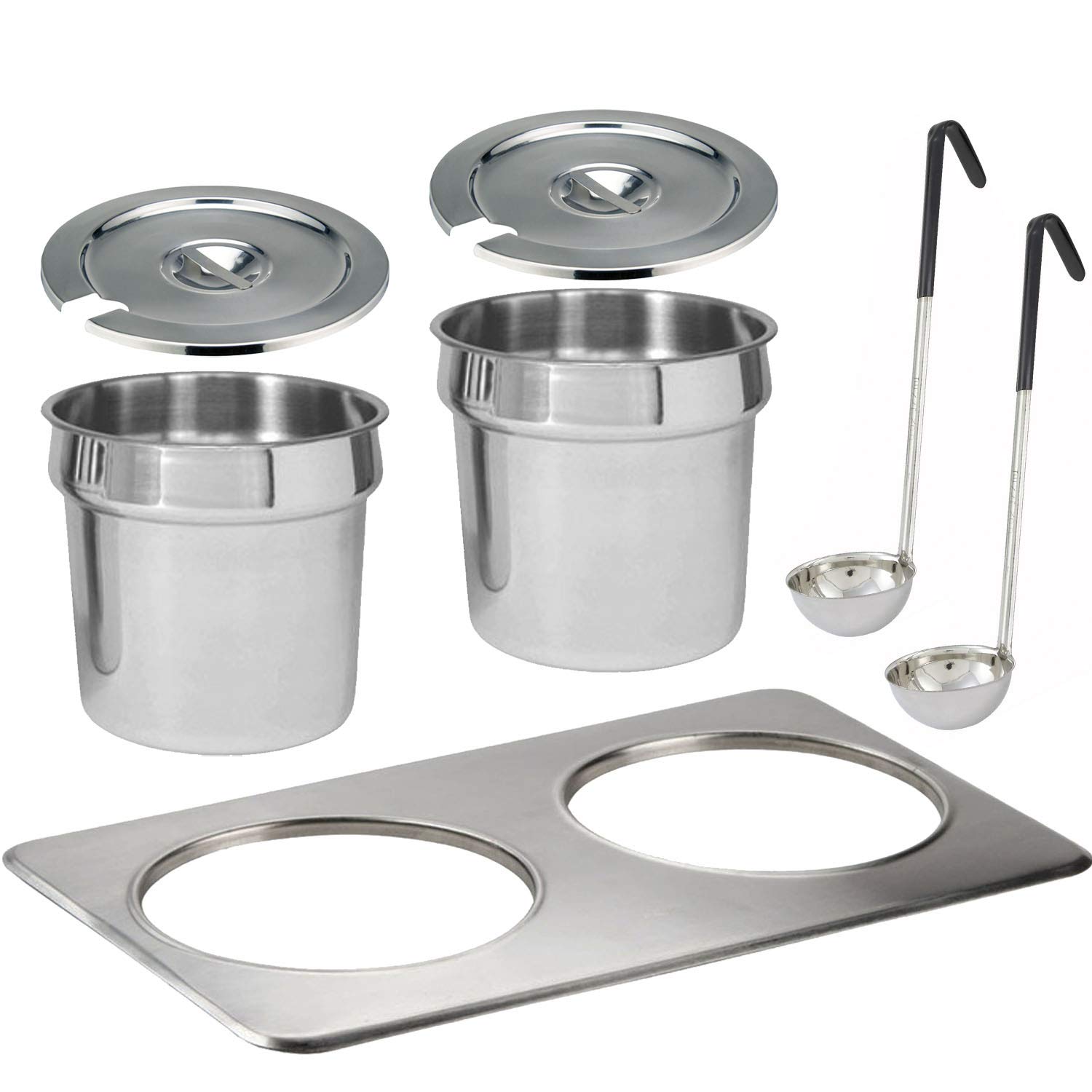 Tiger Chef Electric Food Warmer & Soup Tureen Set - Includes 2.7 Quart Insert Pots with Lids & Ladle Slots + 2 Soup Ladles - Perfect for Buffets, Catering & Home Kitchen Use