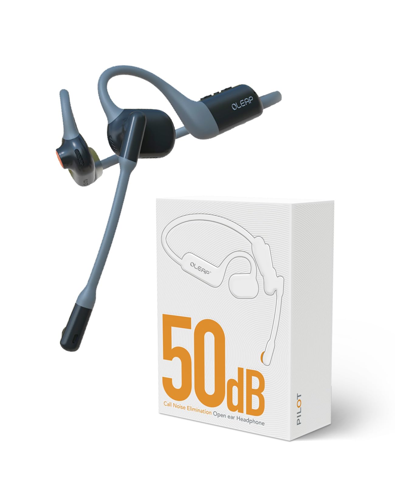 Pilot P100b Wireless Open Ear Headphones with Microphone - 50dB ENC Noise Cancelling for Calls, Boom Mic & Mute Button - Compatible with PC, Phone, Laptop - Ideal for WFH, Mobile Office, Online Meetings, Video Calls & Gaming