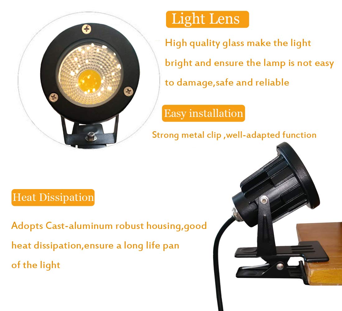Kiven 1-Piece LED Clip-On Light - IP65 Waterproof, 3000K Warm White, Adjustable Desk Stand Arm Lamp with Power Plug & Waterproof Switch - Perfect for Outdoor Signboards, Blackboards, and Workspaces