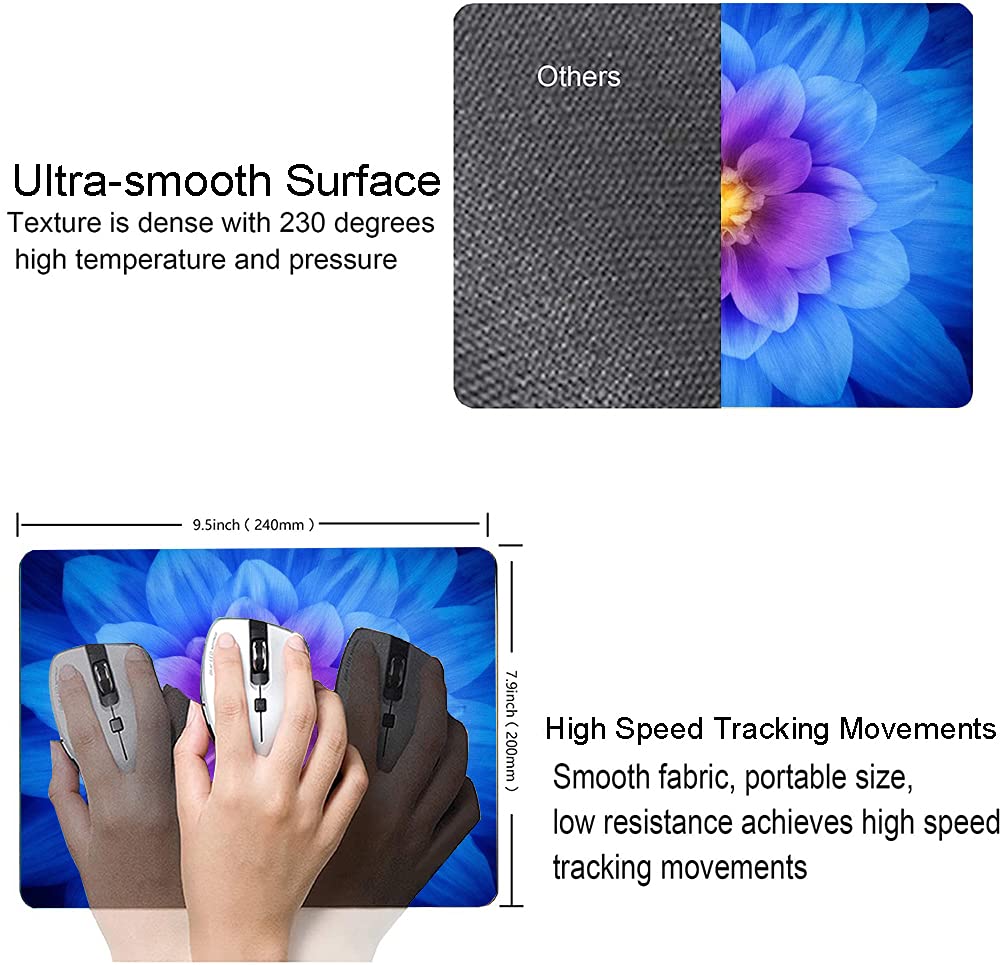 Floral Mouse Pad with Non-Slip Rubber Base - Custom Flower Design, Waterproof Square Mousepad for Office & Laptop (9.5