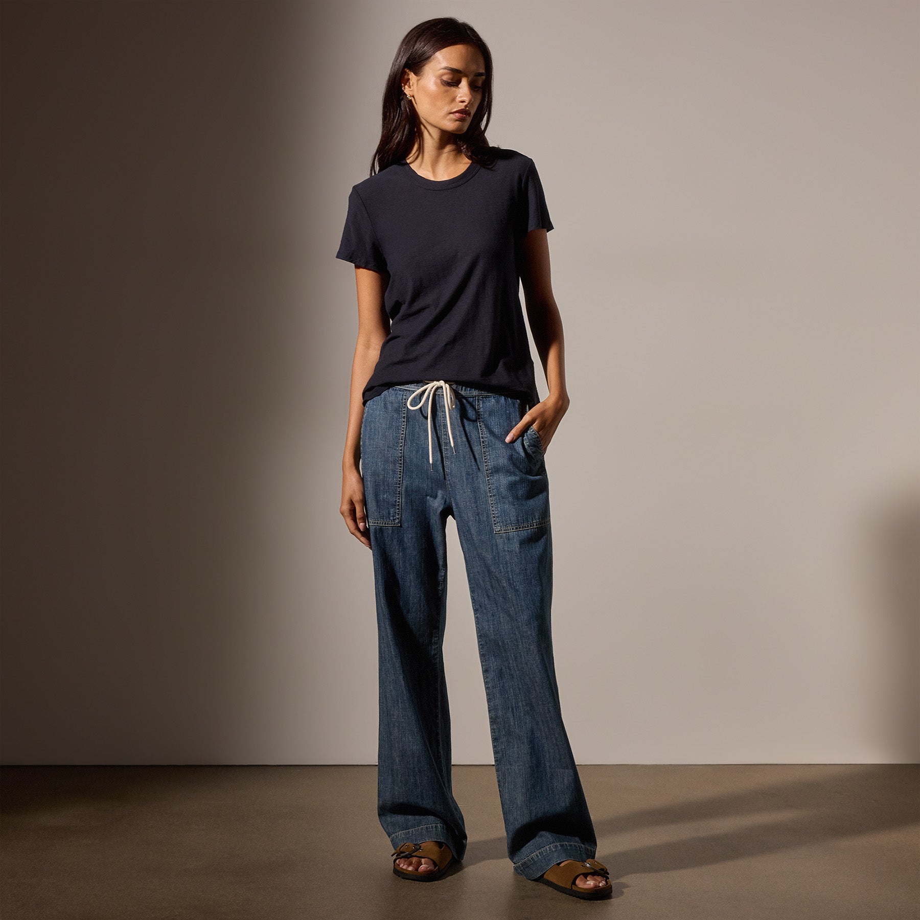 Sheer Slub Crew Neck T-Shirt for Women - Soft Breathable Cotton Blend Top - Casual Wear, Layering & Summer Outfits