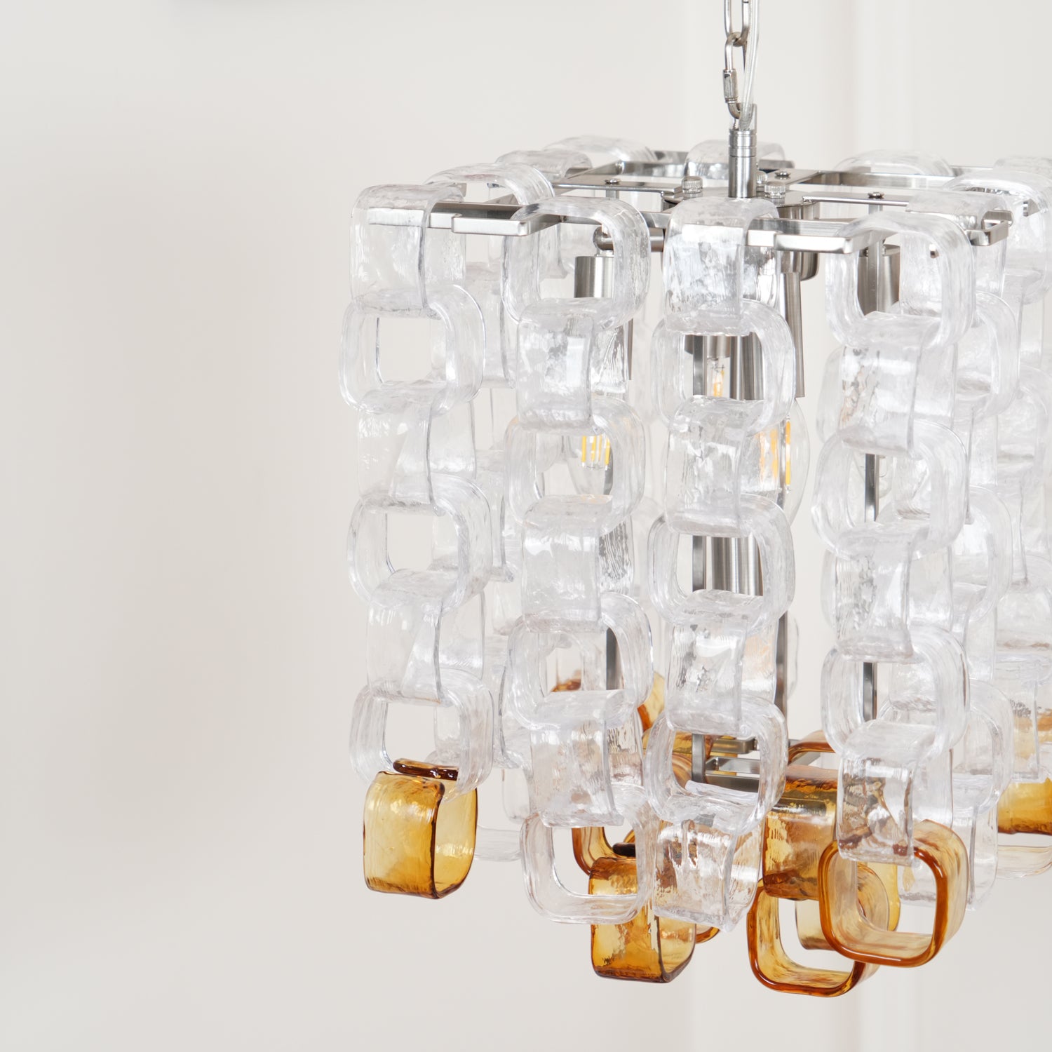 Murano Poliarte Interlocking Chandelier - Handmade Italian Glass Ceiling Light Fixture for Dining Room, Living Room & Bedroom Decor