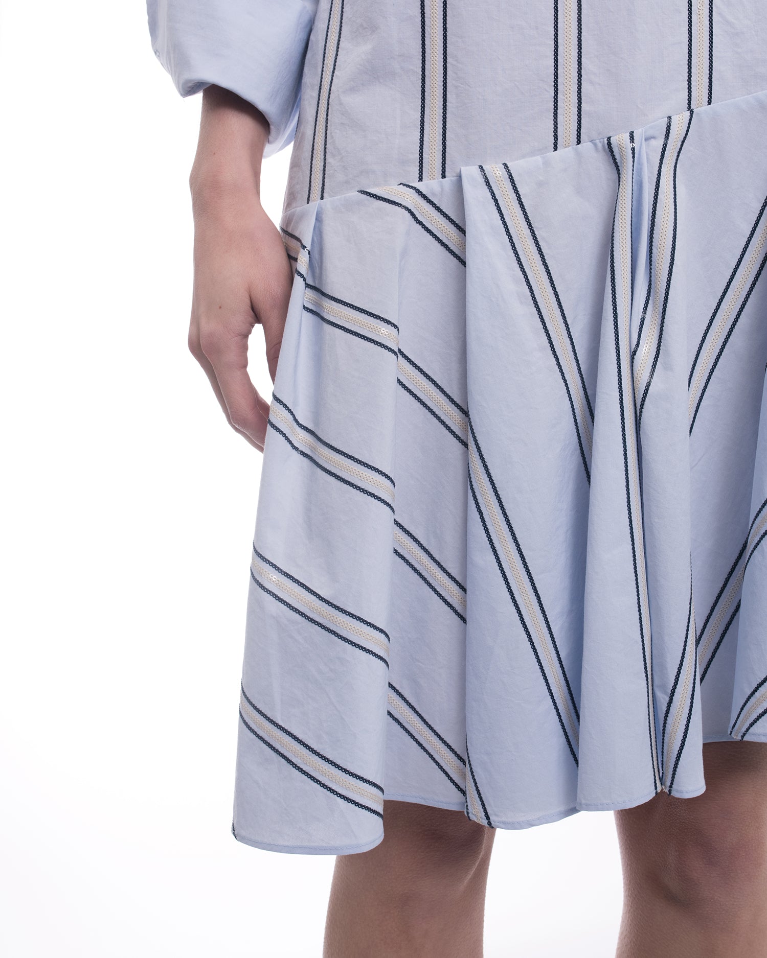 Brunello Cucinelli Light Blue Cotton Striped Shirt Dress for Women | Summer Casual Office Wear & Beach Cover-Up