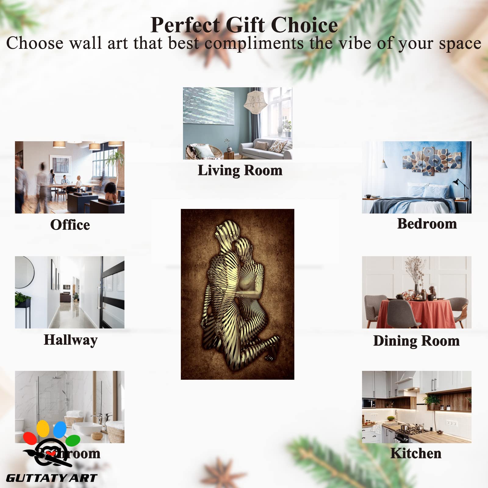 3D Metal Effect Canvas Wall Art - Love Heart Gray Brown 32x48 Inches, Modern Couples Bedroom Decor, Valentine's Day Gift for Master Bedroom & Living Room | Perfect for Home Decoration, Wedding Anniversary Present & Romantic Interior Design