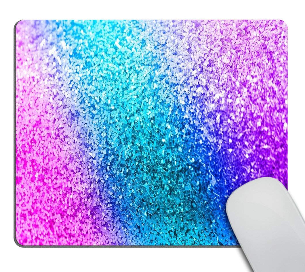 Custom Glitter Print Non-Slip Gaming Mouse Pad - Colorful Cute Rectangle Mousepad for PC Laptop Office & Home Use - Perfect Gift for Gamers & Work