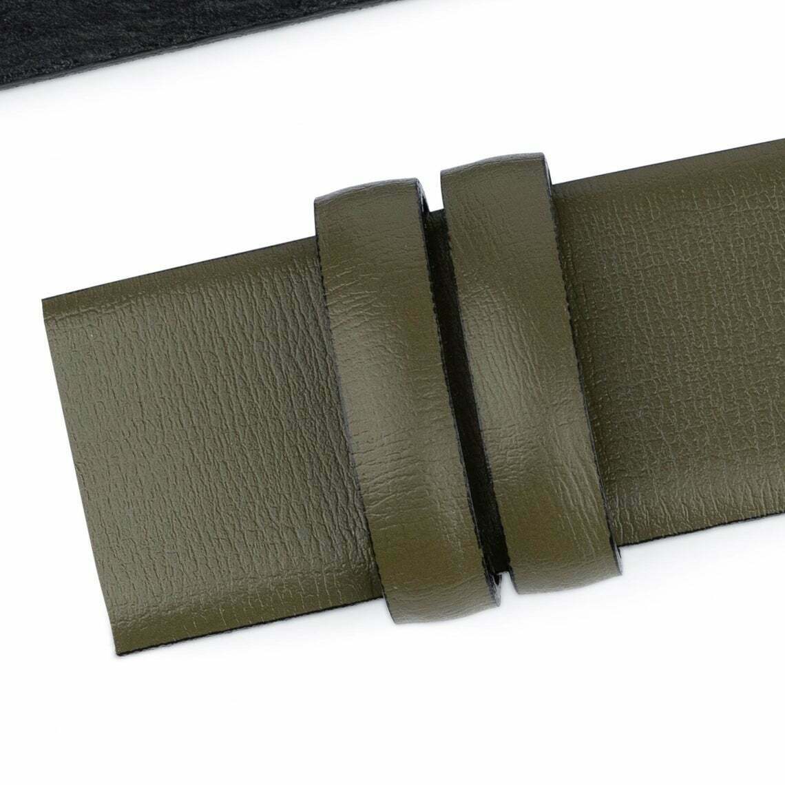 Genuine Leather Olive Green Belt Strap Replacement for Cartier 35mm Buckles - Men's Fashion Accessory for Casual & Formal Wear