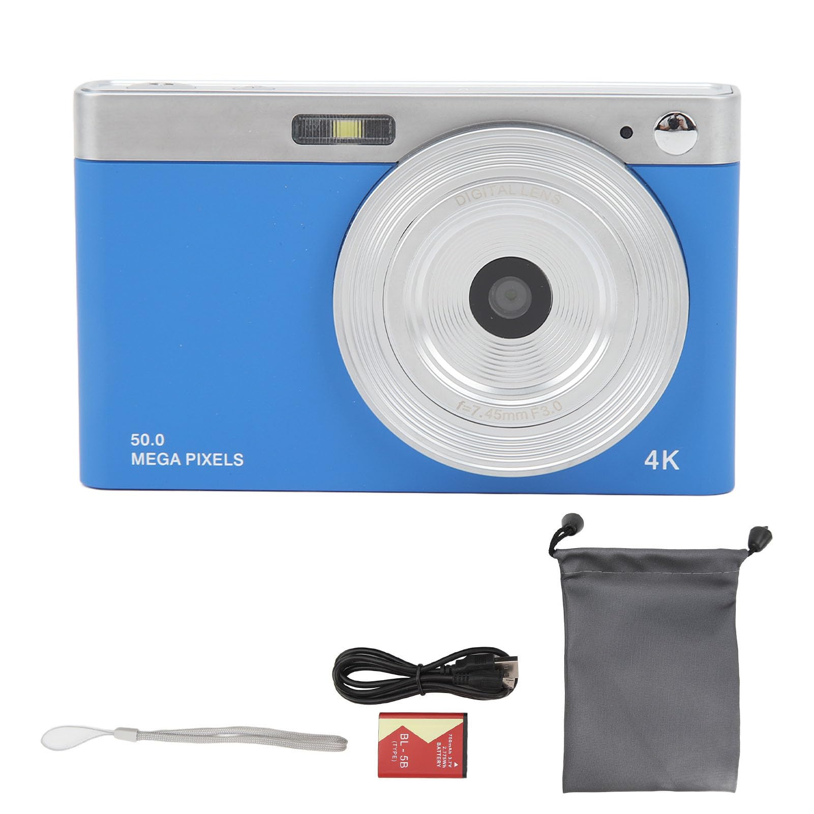 2.88in IPS Screen 50MP 4K Digital Camera with 16X Digital Zoom - Compact HD Vlogging Camera for YouTube, Travel Photography, Kids & Beginners (Blue) - Perfect for Outdoor Adventures, Family Events & Content Creation