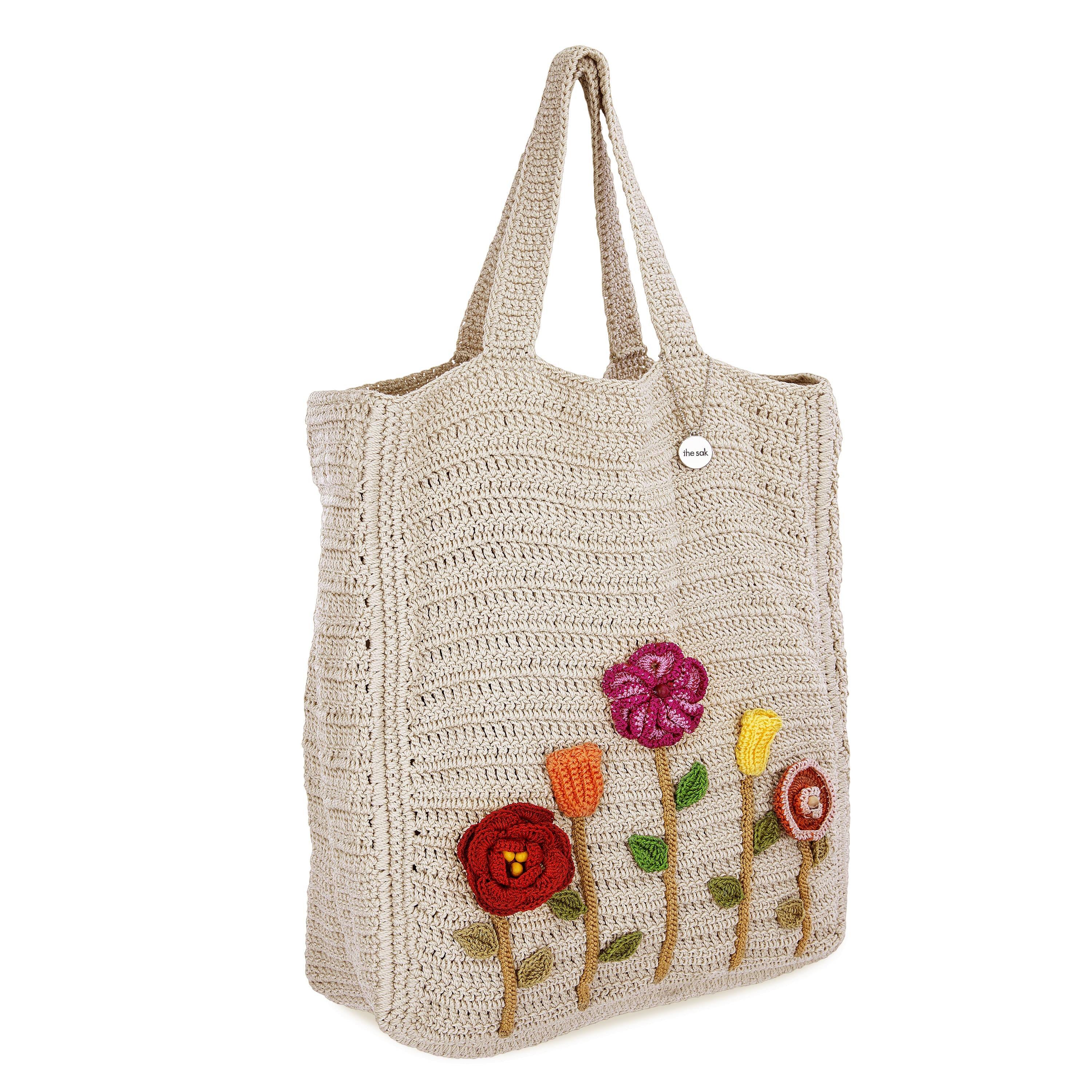 Hand Crochet Lanie Market Tote Bag - Flower Ecru Design - Perfect for Grocery Shopping, Beach Trips & Farmers Market