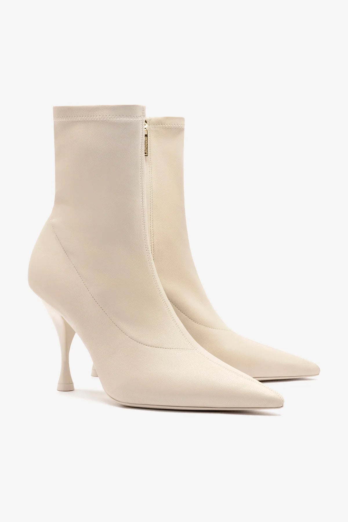 Mini Georgia Boot in Off White Stretch Leather - Comfortable Women's Ankle Boots for Casual Wear, Work & Outdoor Activities
