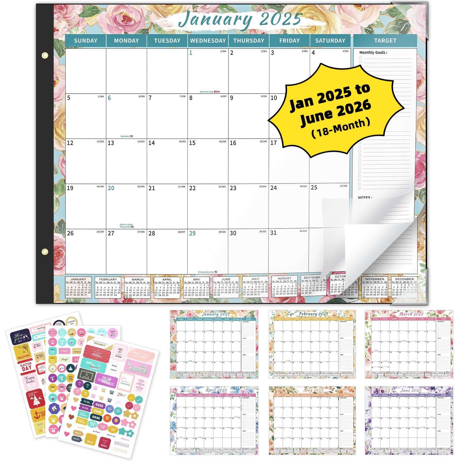 Ospelelf 2025-2026 Large 18-Month Desk Calendar - 22