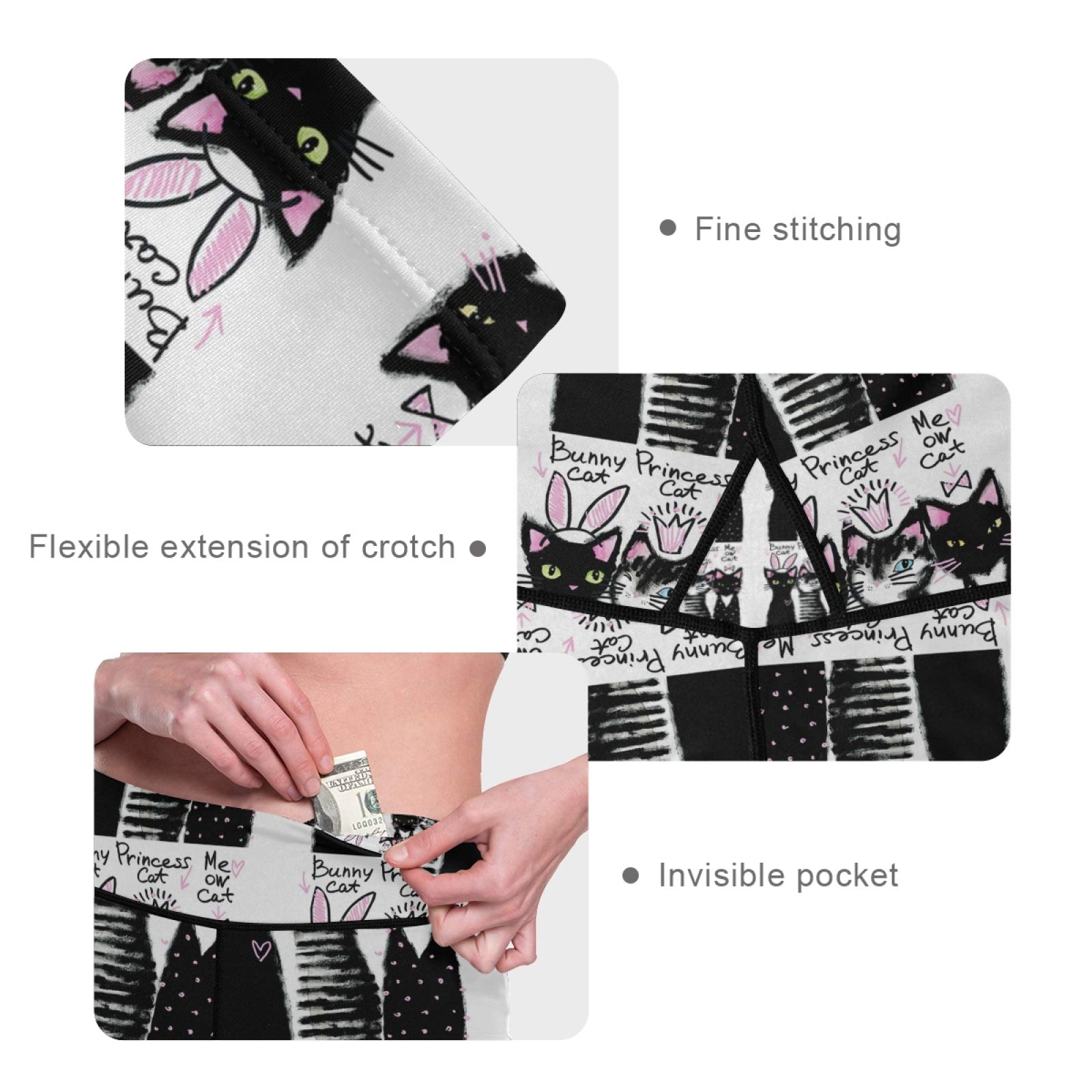 Funny Cat Yoga Pants for Women - High Waist Tummy Control Leggings for Workout & Running