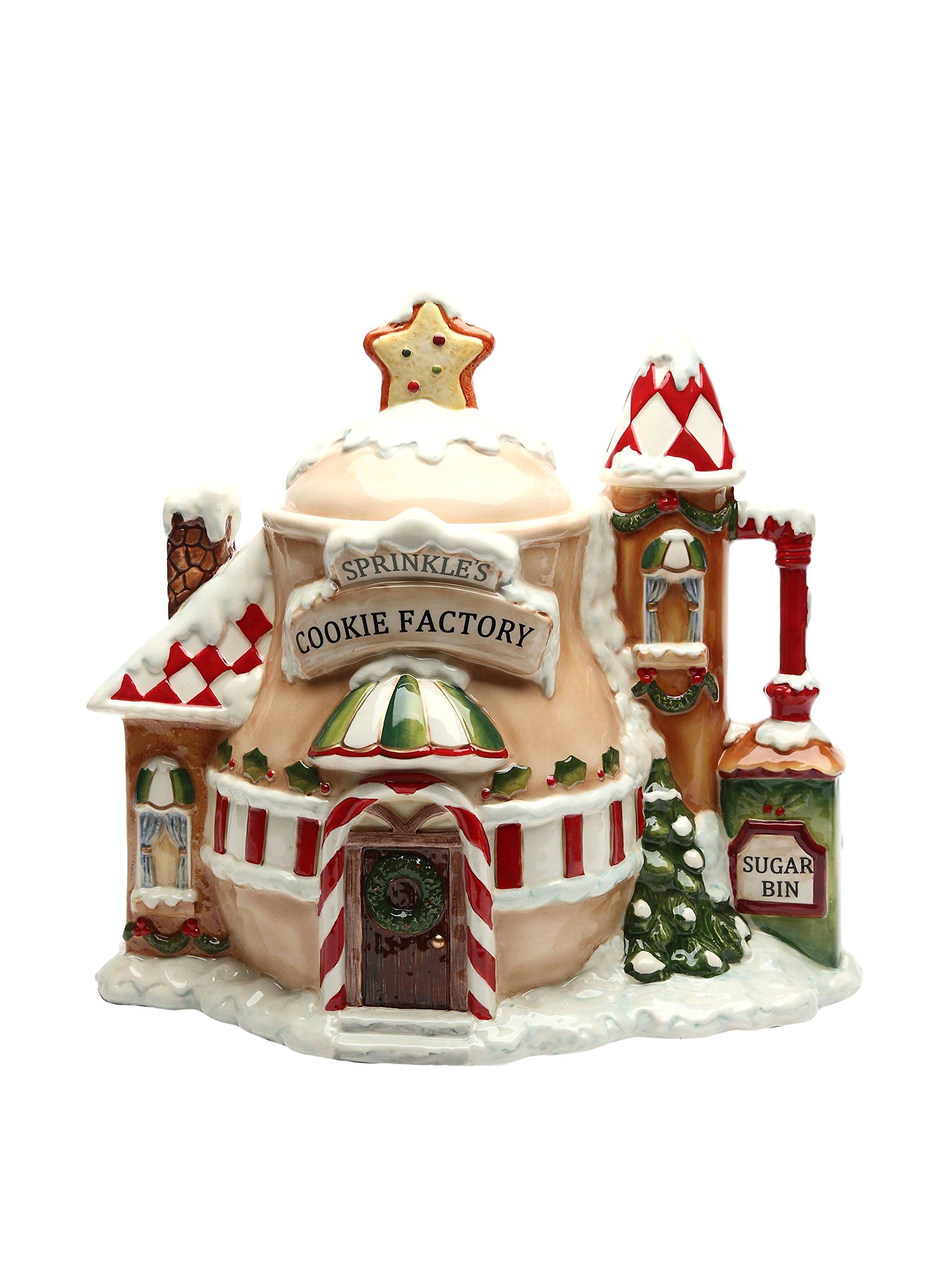 Ceramic Santa's Village Cookie Jar - 11.75 Inch Christmas Holiday Decorative Storage Container - Perfect for Festive Cookie Storage, Kitchen Decor & Gift Giving