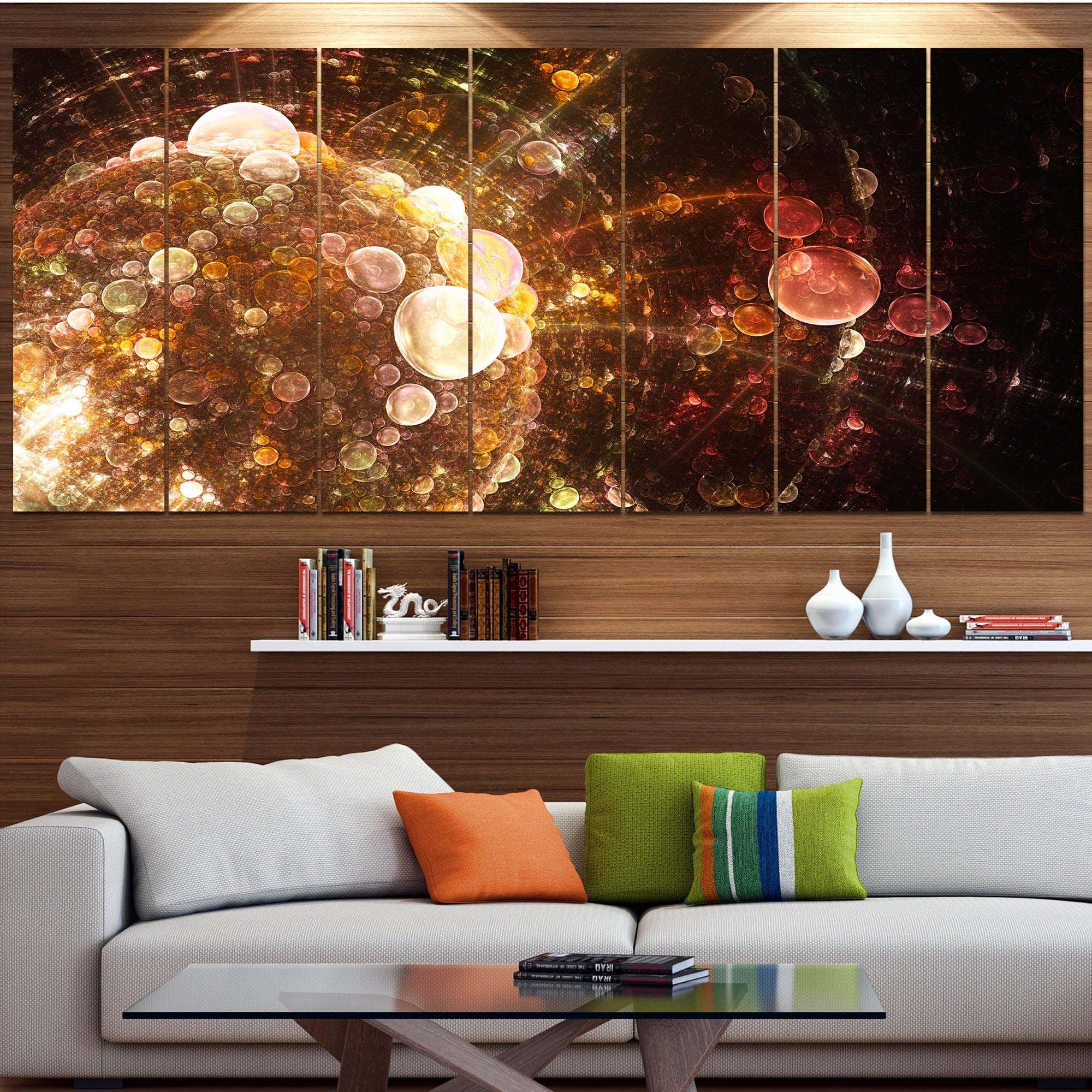 Designart 'Brown World Bubbles Water Drops' Modern Floral Canvas Wall Art - 83