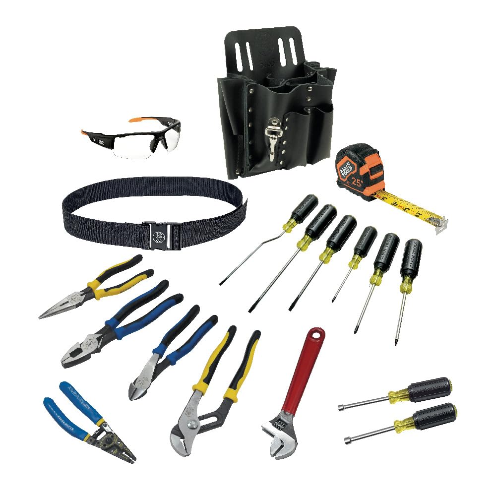 Klein Tools 80118 18-Piece Electrician Kit with Leather Pouch - for Professional Electricians & DIY Projects