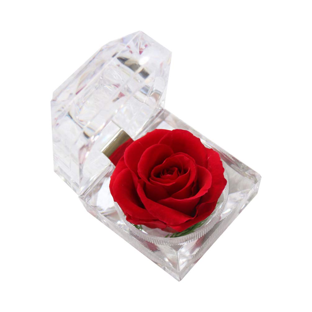 NUOBESTY 1Pc Crystal Rose Box - 2inch/5cm Red Preserved Eternal Flower in Acrylic Display Case, Perfect Romantic Gift for Women, Birthday, Anniversary, Valentine's Day - Home Decor & Wedding Centerpiece