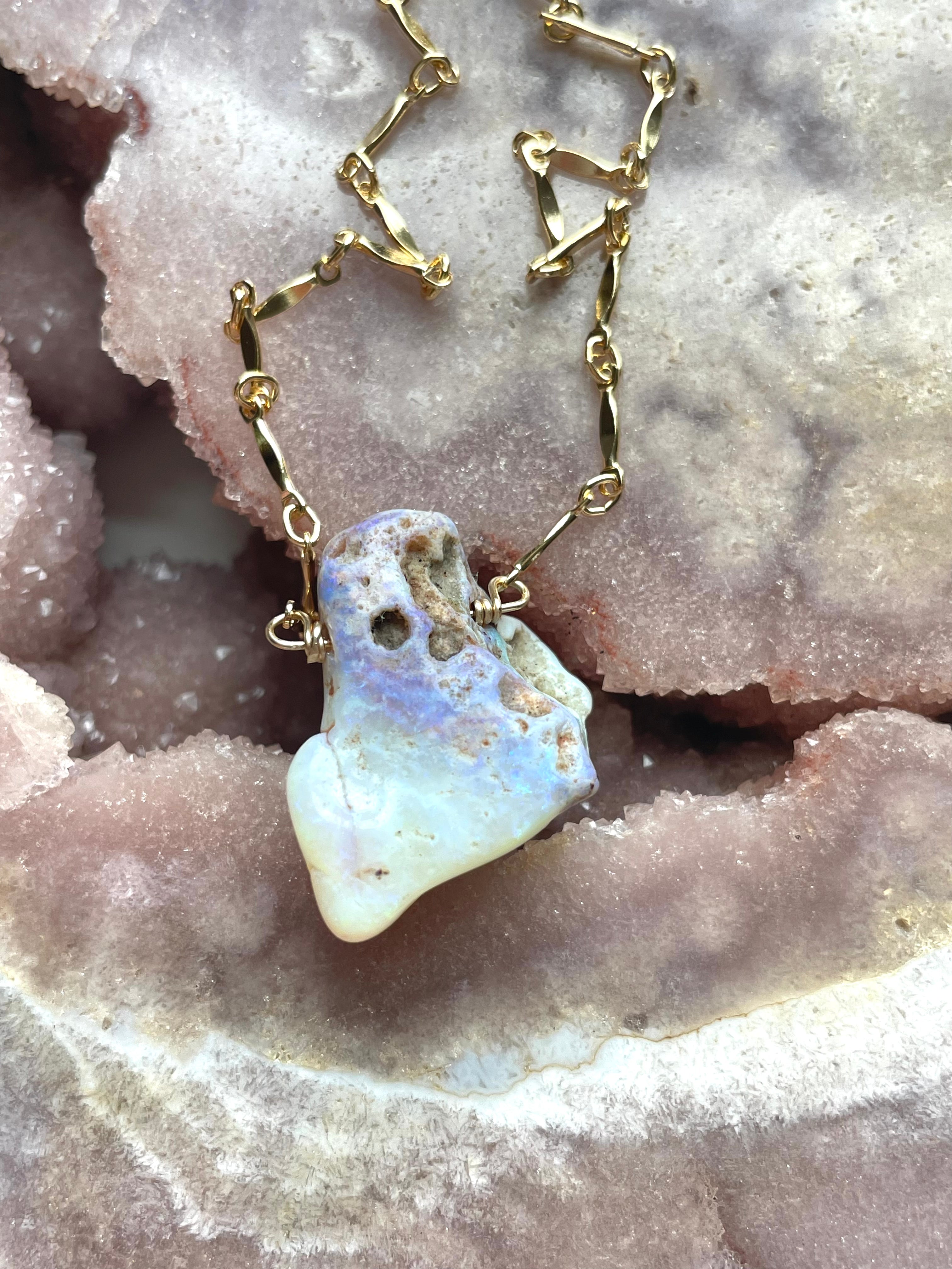 Genuine Australian Opal Necklace - Natural Raw Opal Jewelry for Women - Perfect for Weddings, Parties & Special Occasions