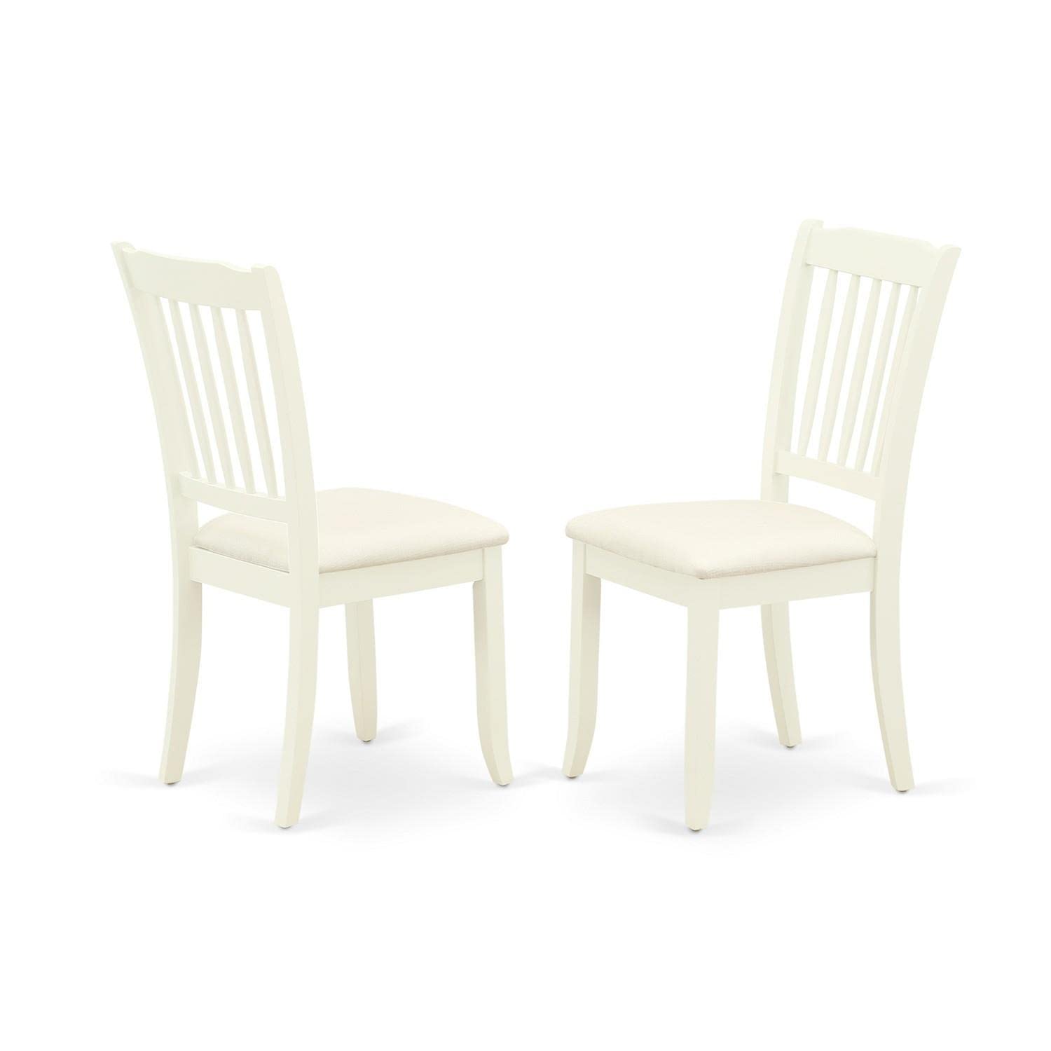 East West Furniture DAC-LWH-C Danbury Dining Room Chairs Set of 2 - Linen Upholstered Wooden Chairs in White | Modern Kitchen & Dining Room Furniture for Home Decor