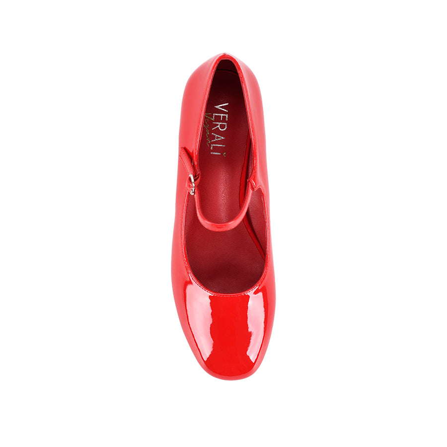 Kenna Mary Jane Block Heels - Red Patent Leather Women's Shoes for Work, Office & Special Occasions