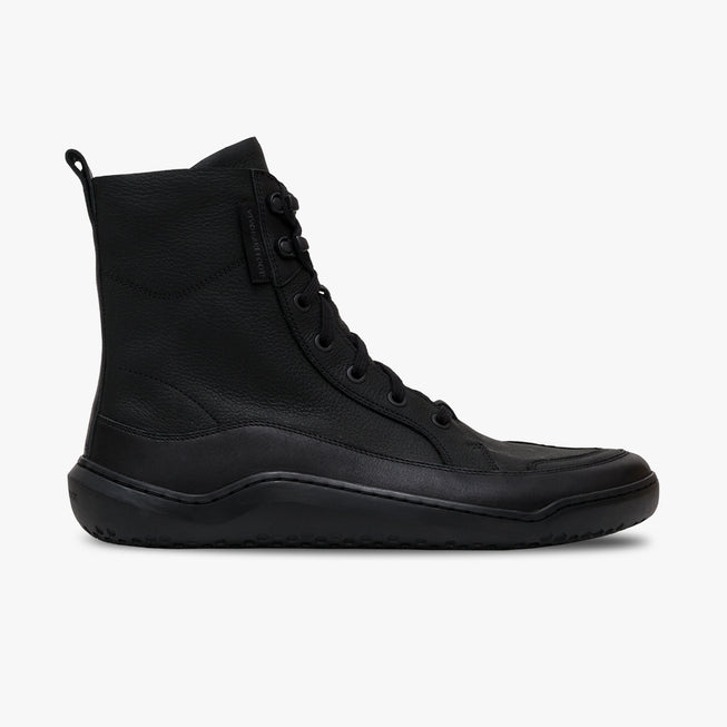 Vivobarefoot Men's Gobi Boot - Waterproof Leather Minimalist Hiking Boots for Men in Obsidian Black | Lightweight & Barefoot Design for Outdoor Adventures, Travel & Daily Wear