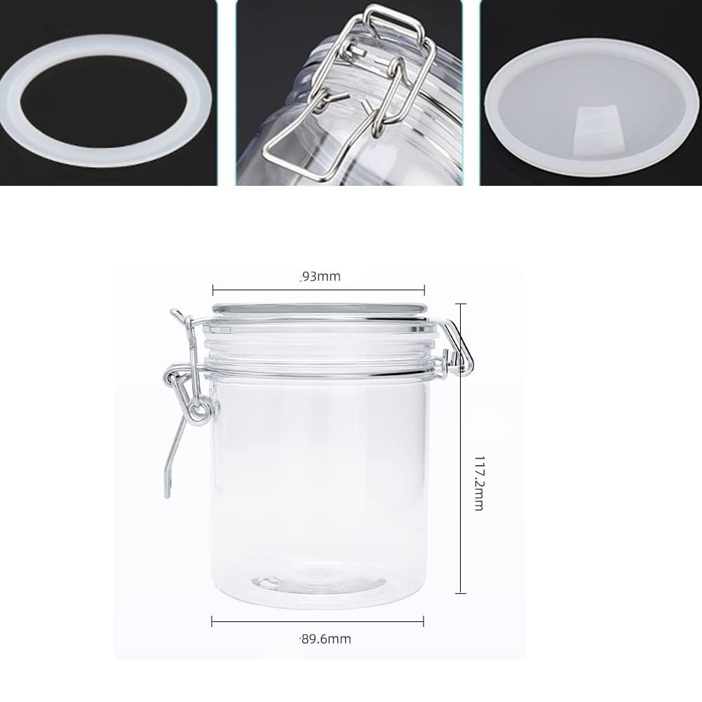 1 Pack 500ml Clear PET Plastic Storage Jars with Airtight Hinged Lids - Wide Mouth Food Containers for Oats, Cereal, Pasta, Sugar, Coffee, Nuts & Spices | Perfect for Kitchen Pantry Organization, Meal Prep & Bulk Food Storage