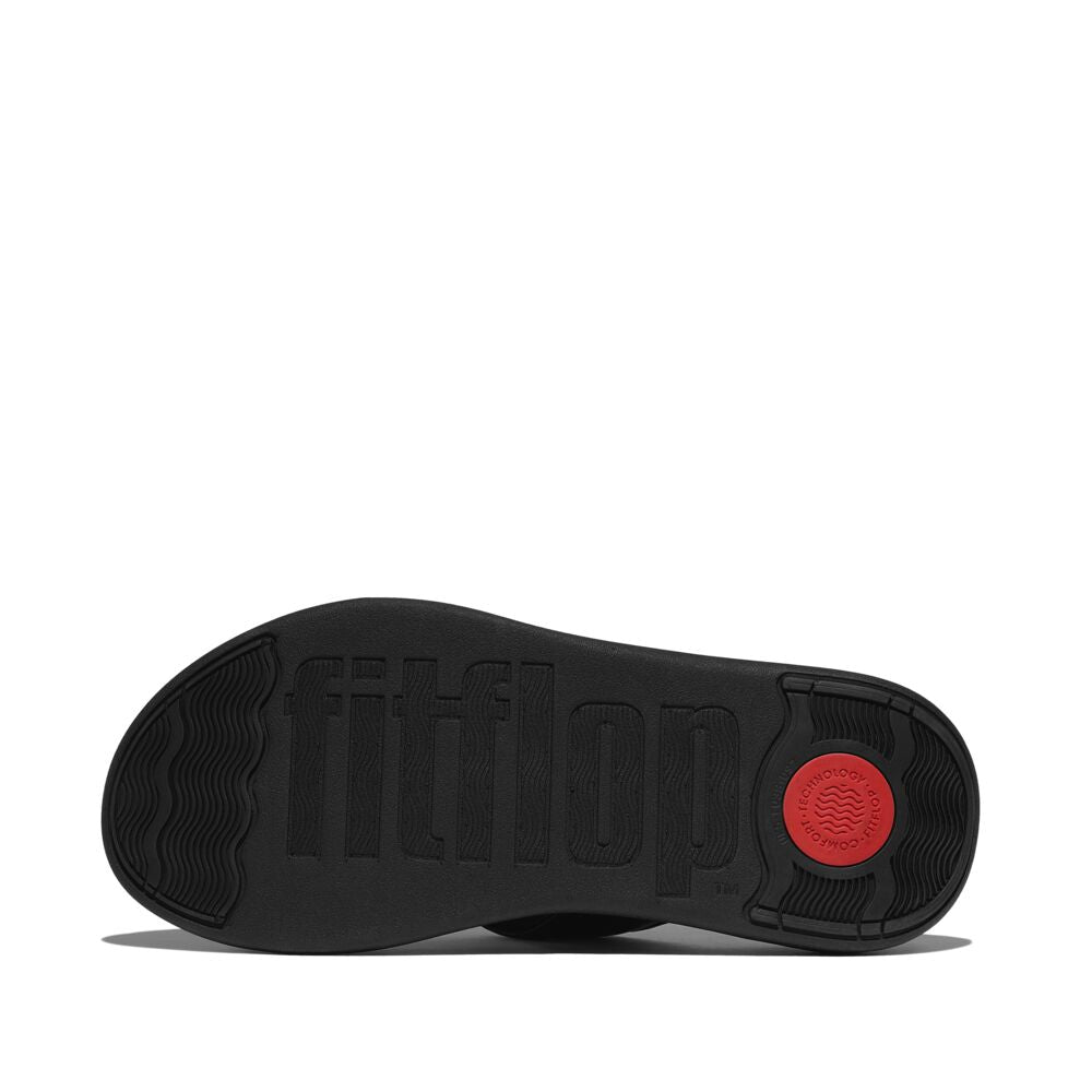 FitFlop F Mode Go Adjustable Flatform Sandals for Women - All Black | Comfortable Walking & Casual Summer Shoes for Beach, Travel & Daily Wear