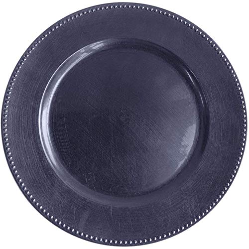 Tiger Chef 13-inch Navy Blue Beaded Round Charger Plates for Wedding & Formal Dining - Set of 96 Elegant Decorative Plate Chargers - Perfect for Banquets, Catering Events and Upscale Dinner Parties