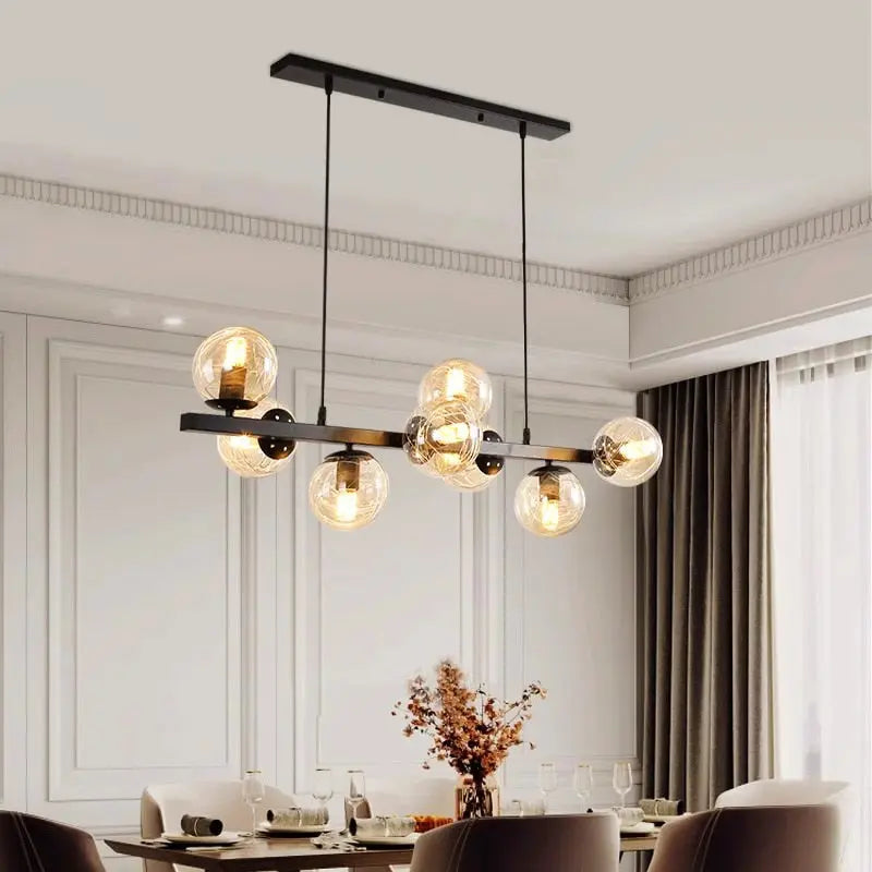Modern Bubble Chandelier Lighting Fixture - Elegant Crystal Glass Pendant Light for Dining Room, Kitchen Island, Bedroom & Living Room Decor - Perfect for Home and Restaurant Interior Design