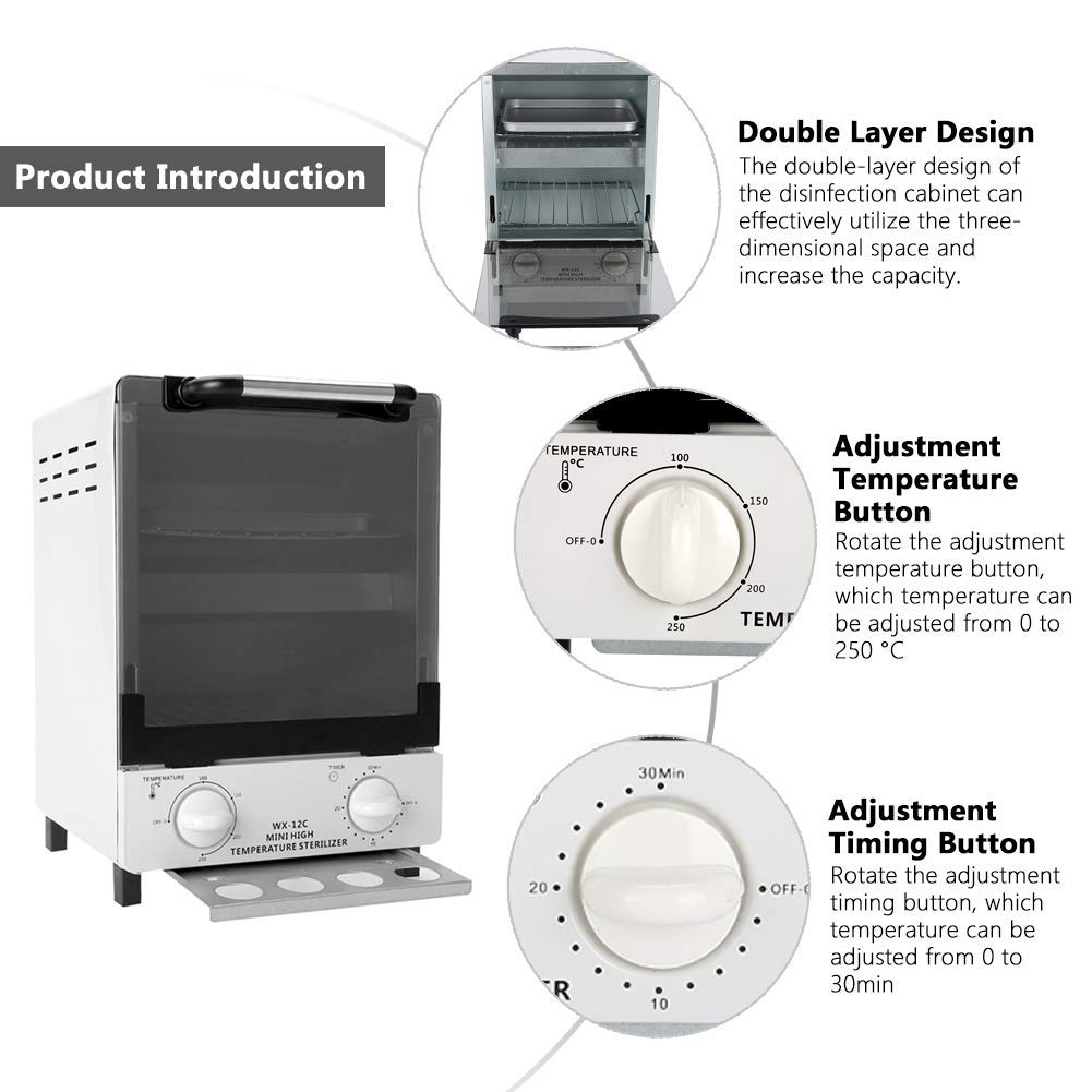 Professional High Temperature Nail Sterilizer - Dry Heat Autoclave Cabinet for Salon Tools, Scissors, Towels & Manicure Equipment | Perfect for Nail Salons, Beauty Spas & Dental Hygiene Clinics