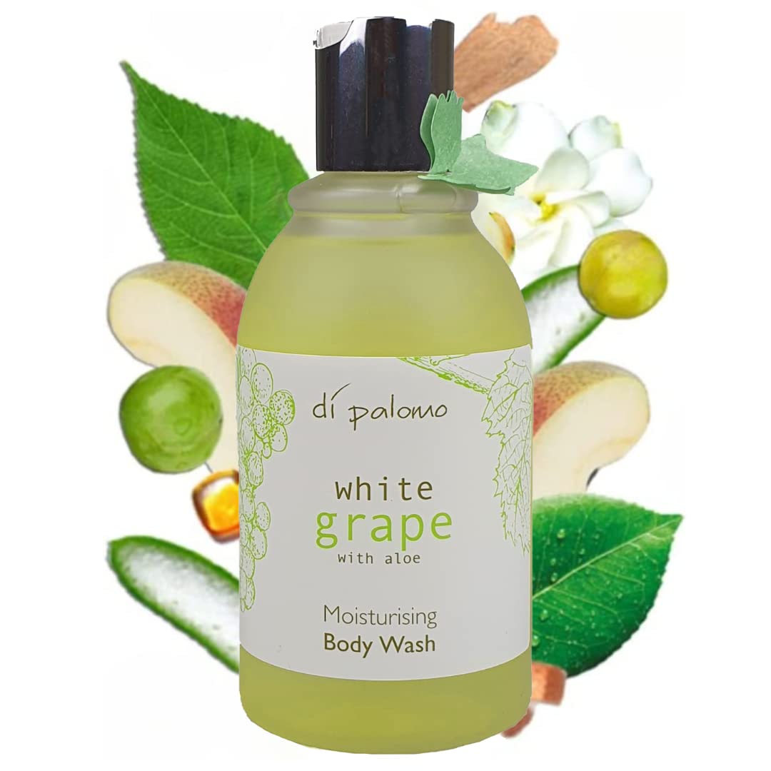 Di Palomo Vegan White Grape & Aloe Body Wash 240ml - Moisturizing Shower Gel for Women & Men with Skincare Benefits | Luxury Bubble Bath & Shower Gel | Vegan Gifts for Spa, Relaxation & Daily Hydration