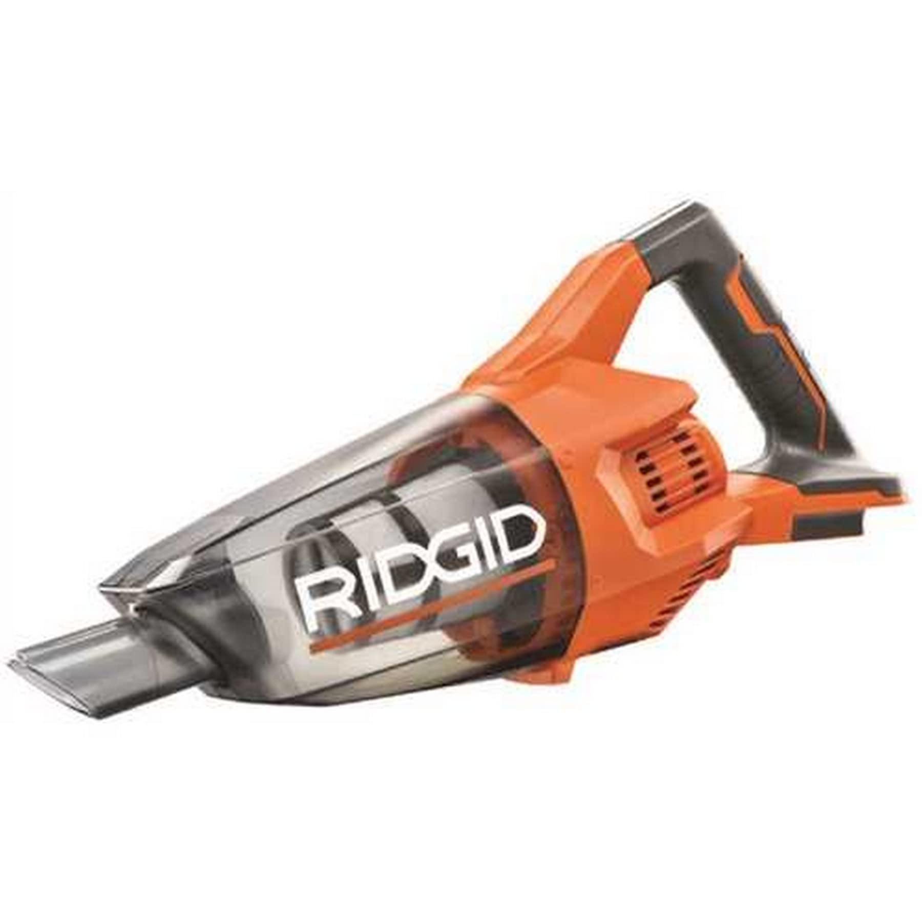 RIDGID 18V Cordless Handheld Vacuum Cleaner with Crevice Nozzle, Utility Nozzle & Extension Tube - Powerful Portable Vac for Car, Home & Workshop Cleaning (Orange)