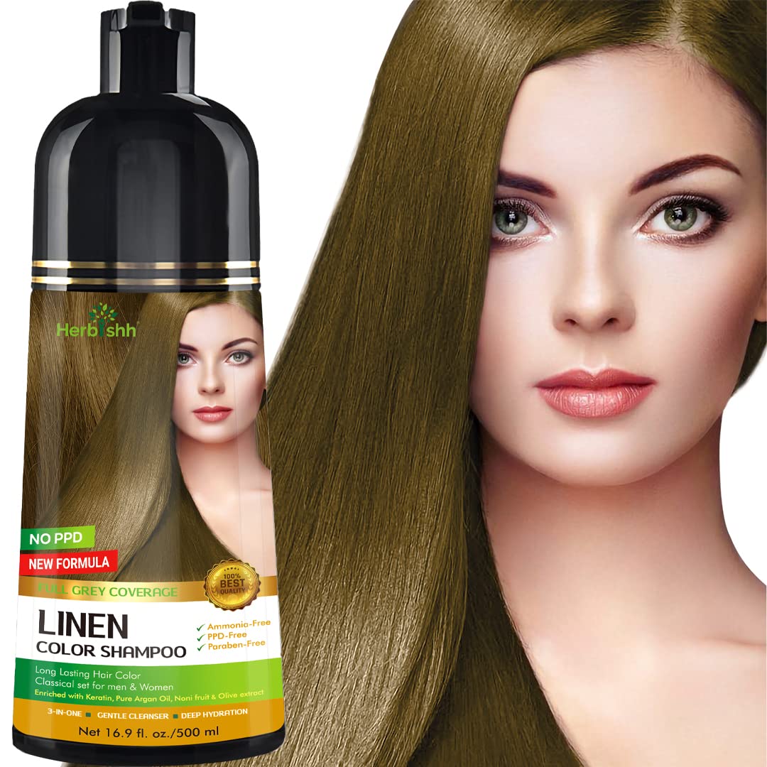 Herbishh Gray Hair Color Shampoo & Cream Set - 500ml Natural Hair Dye for Women & Men - Covers Gray Hair Instantly - Perfect for Home Use & Salon Styling
