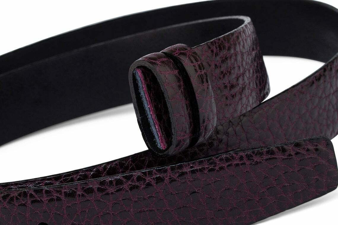 35mm Genuine Leather Belt Strap for Women - Burgundy Purple Replacement Band - Perfect for Casual Wear, Office Attire & Fashion Accessories