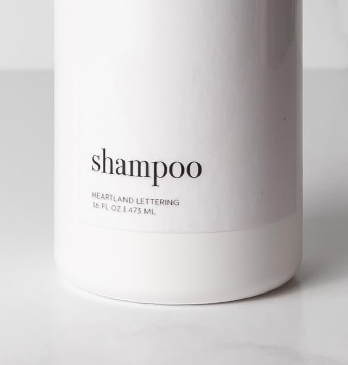 Refillable Shampoo and Conditioner Dispenser Set - 3 Pack Modern Plastic Shower Bottles with Waterproof Labels & Bamboo Pumps for Bathroom, Salon, or Travel Organization