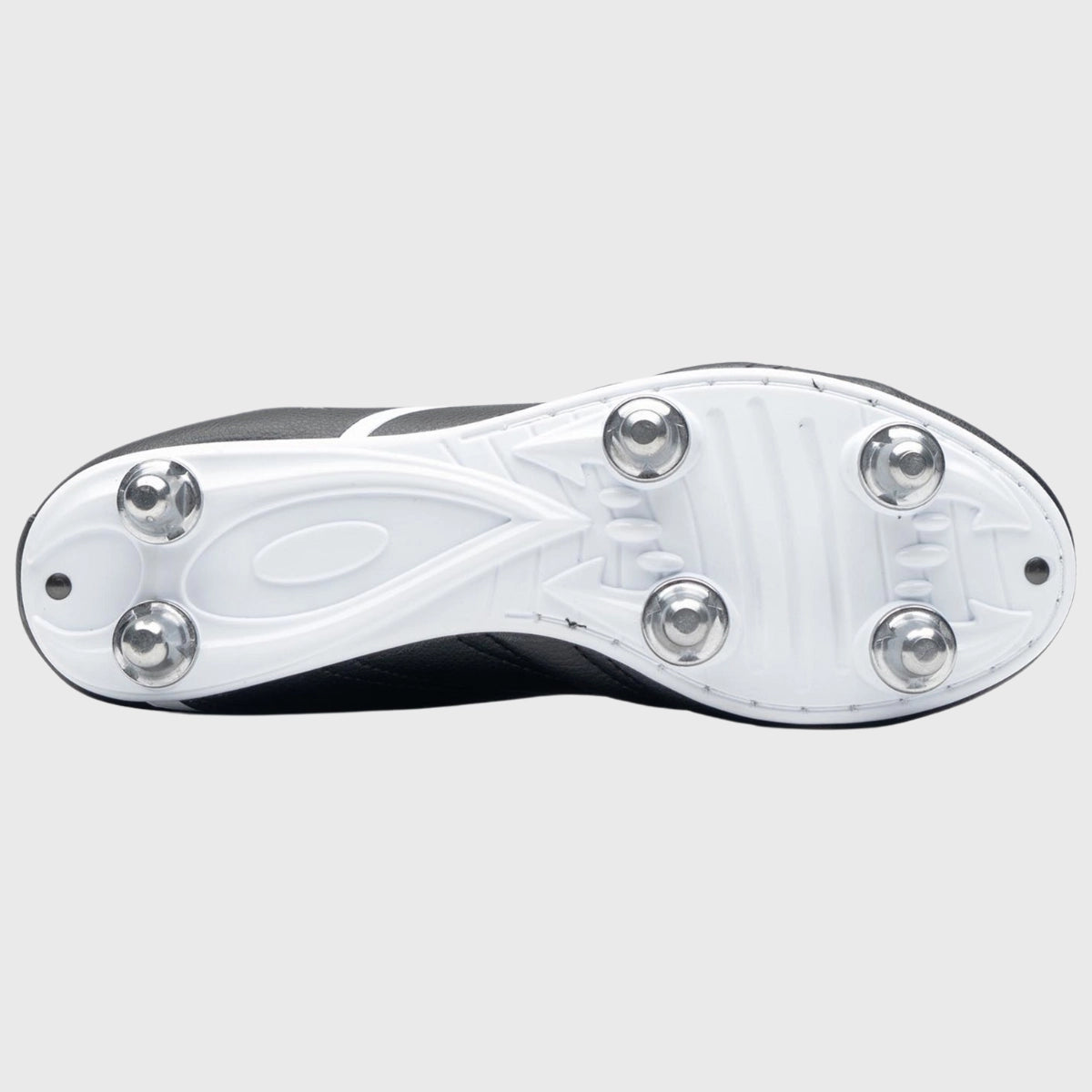 Gilbert Sidestep X20 Junior 6 Stud Rugby Boots for Kids - Black/White Rugby Cleats - Perfect for Youth Rugby Training & Matches on Wet Grass Fields