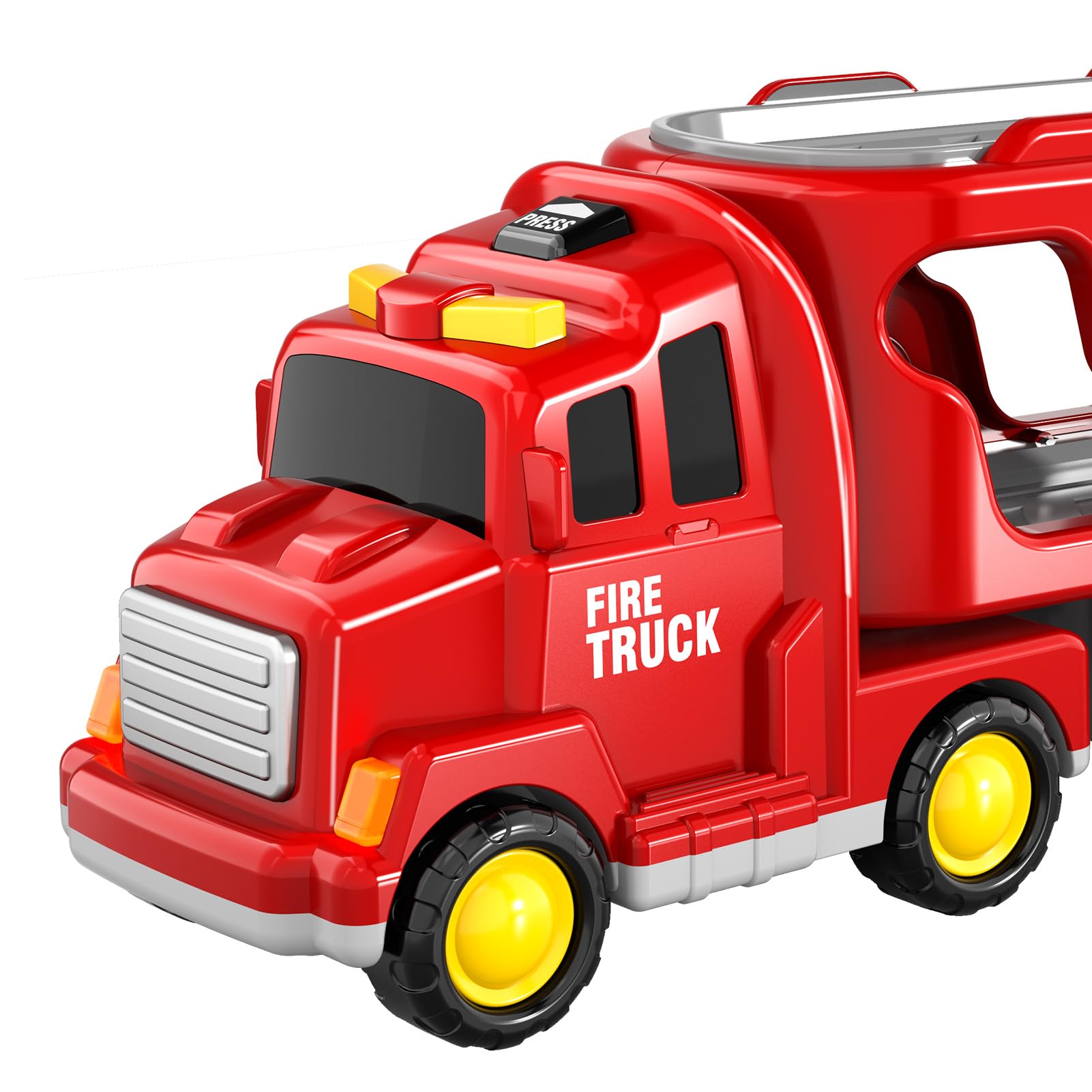 5-in-1 Fire Truck Toy Set with Lights & Sounds - Friction Powered Rescue Vehicles for Kids Ages 3-6 | Perfect Birthday Gift for Toddler Boys | Pretend Play, Emergency Role Play & Early Learning Toys